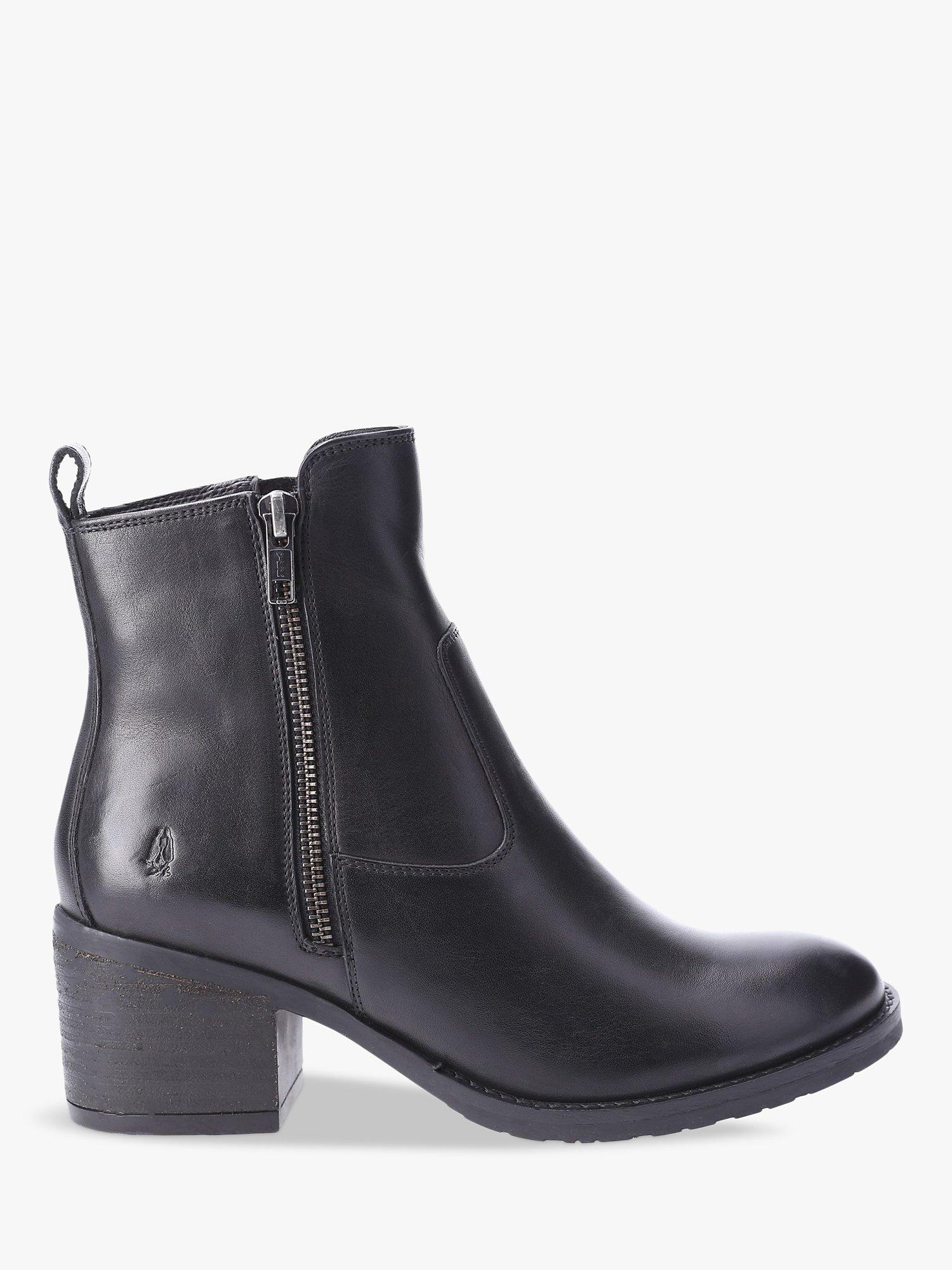 Hush Puppies Helena Leather Block Heel Ankle Boots, Black