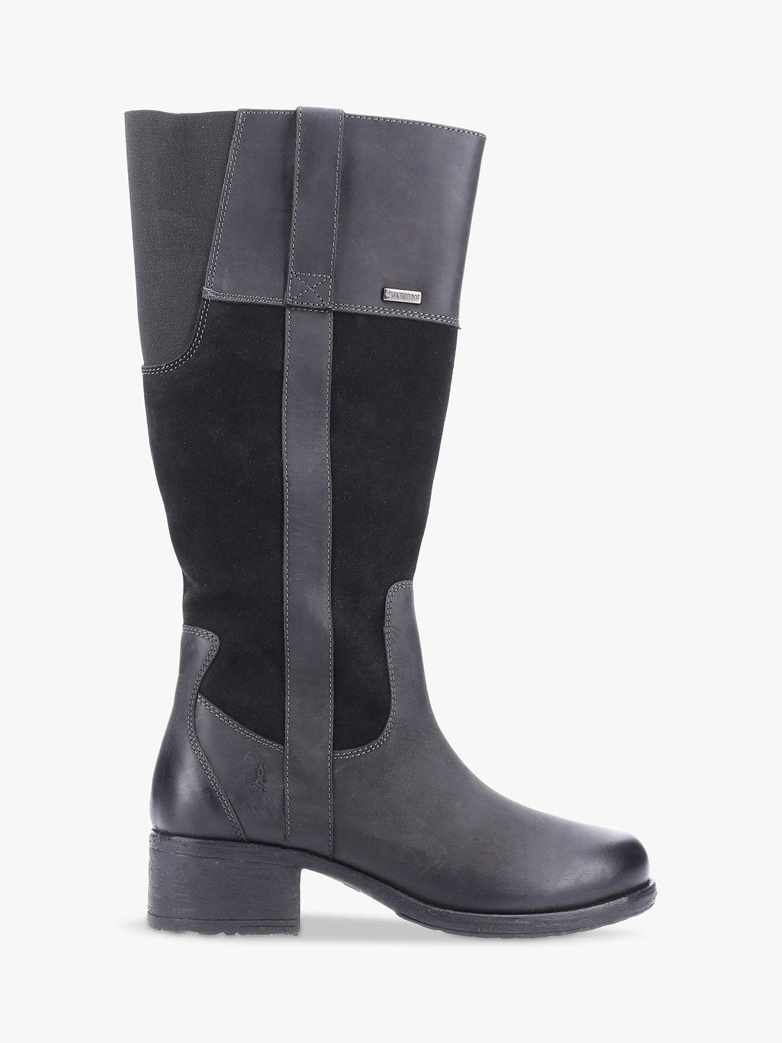 Hush Puppies Samara Leather and Suede Knee High Boots, Black
