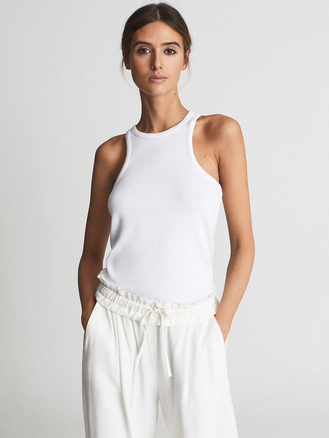 Reiss Mirabel Ribbed Tank Top, White