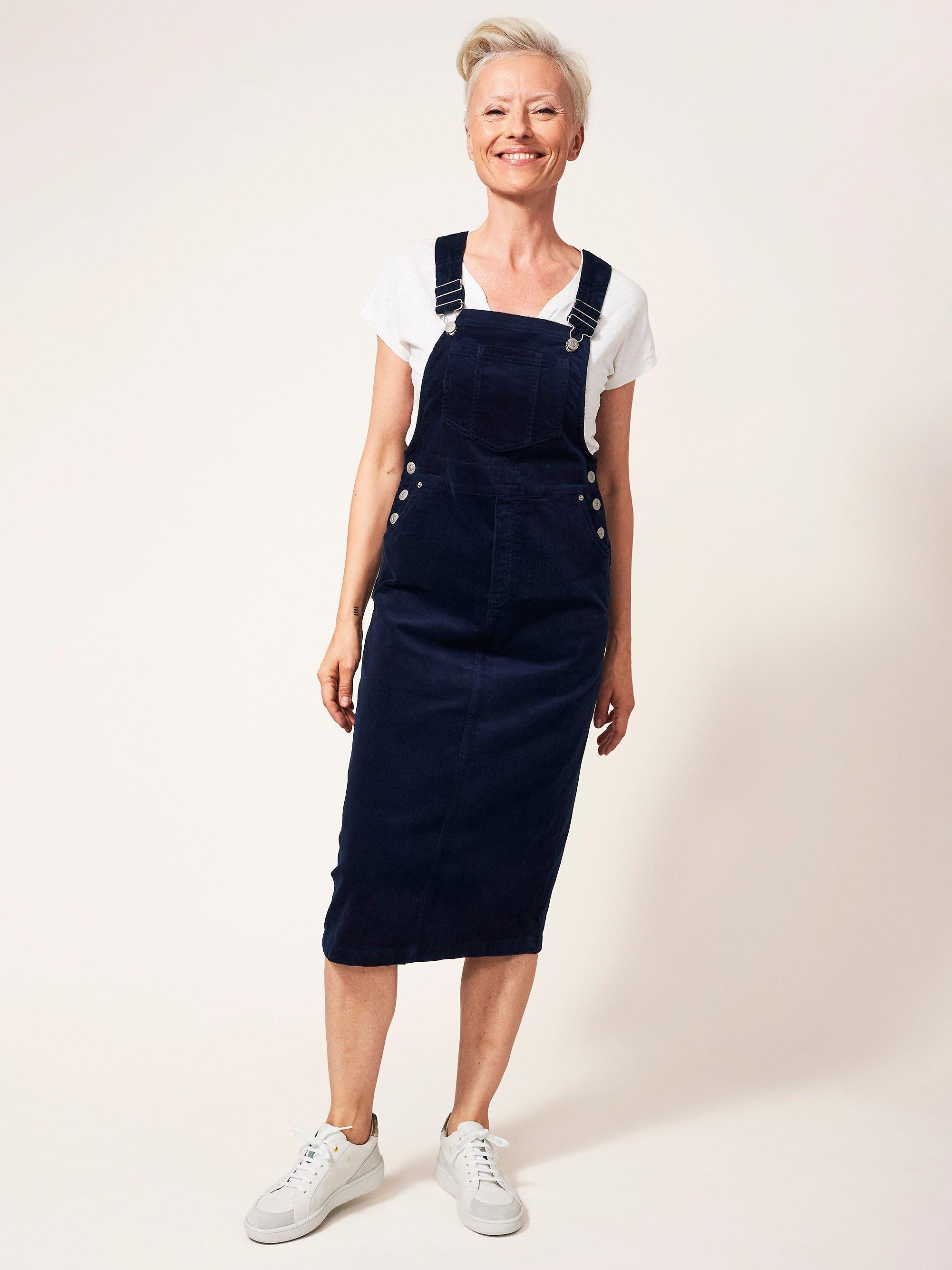 White Stuff Emmie Corduroy Pinafore Dress Dark Navy