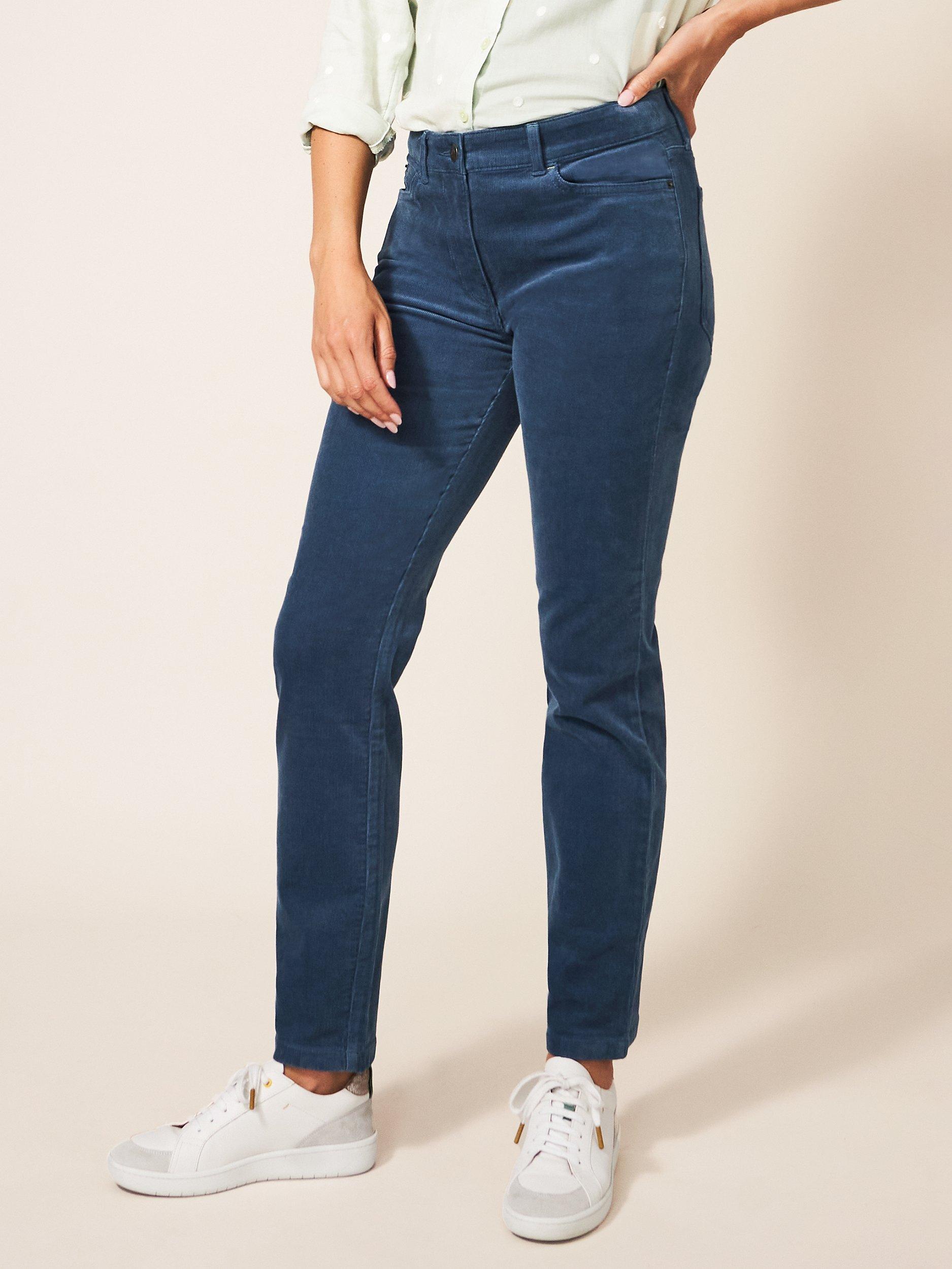 White Stuff Brooke Straight Leg Cord Jeans, Dusky Blue