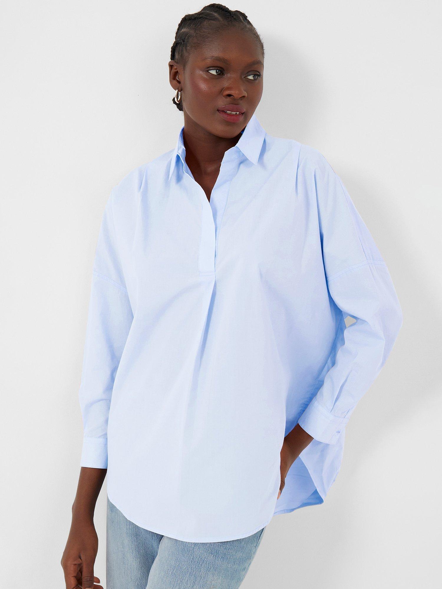 French Connection Rhodes Poplin Cotton Shirt, Blue                