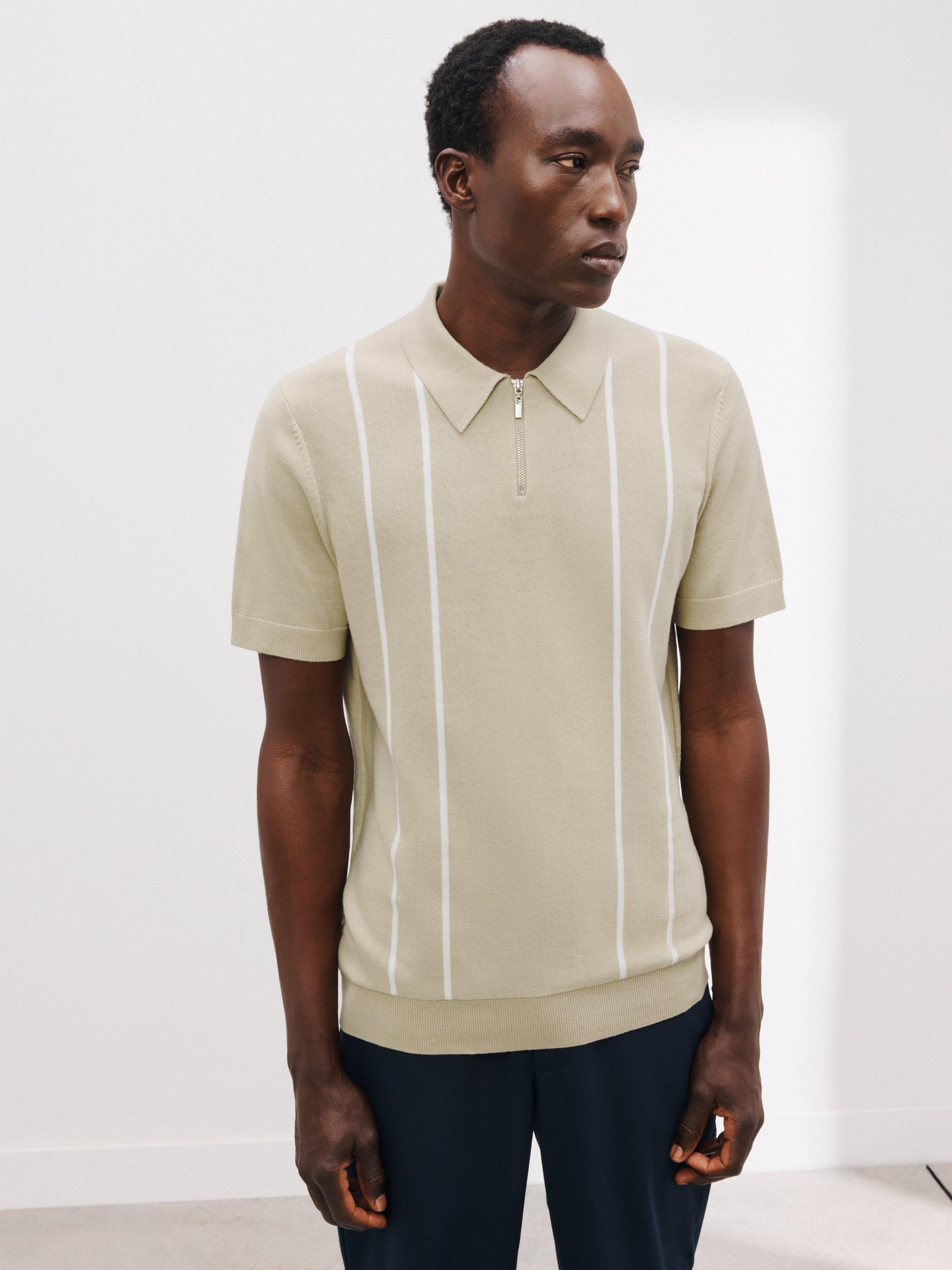 Kin Stripe Detailed Zip Polo Shirt