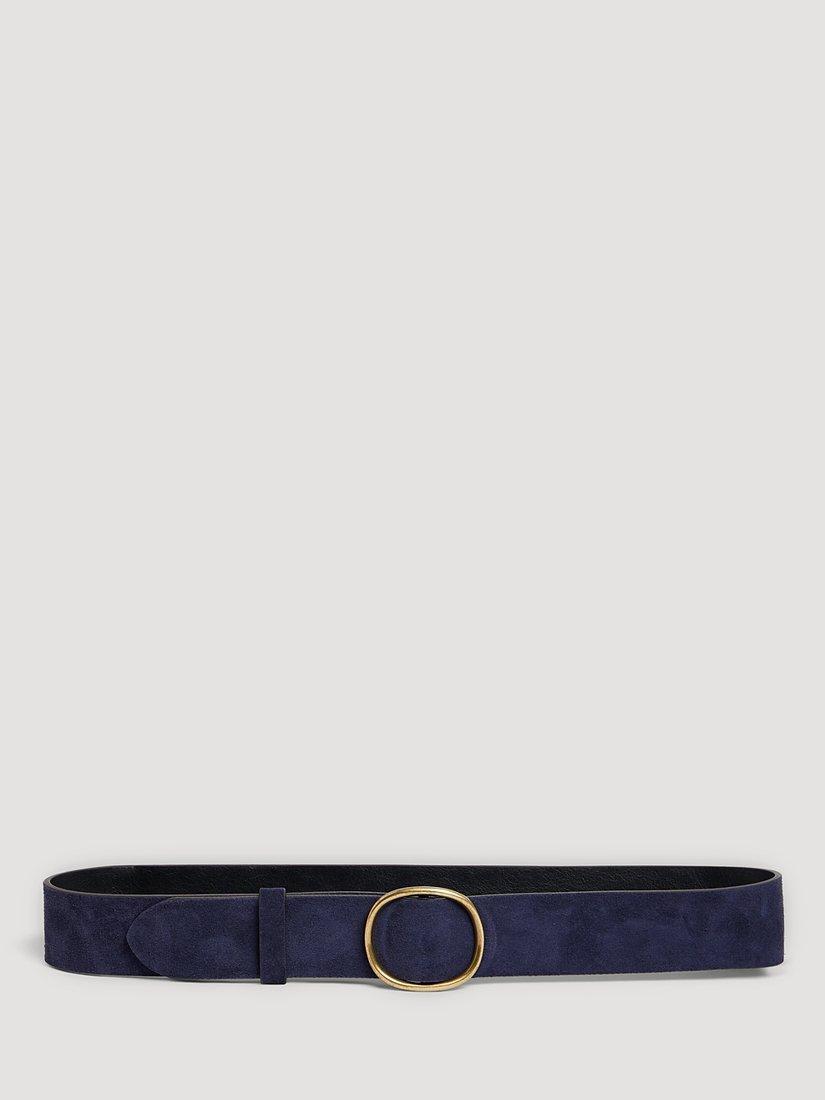 Product image 1 of 2, which shows Gerard Darel Paloma Round Buckle Suede Belt, Navy, 8