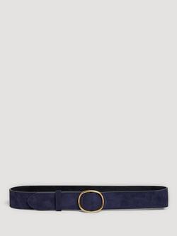 Gerard Darel Paloma Round Buckle Suede Belt, Navy