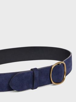 Gerard Darel Paloma Round Buckle Suede Belt - view 2, Navy