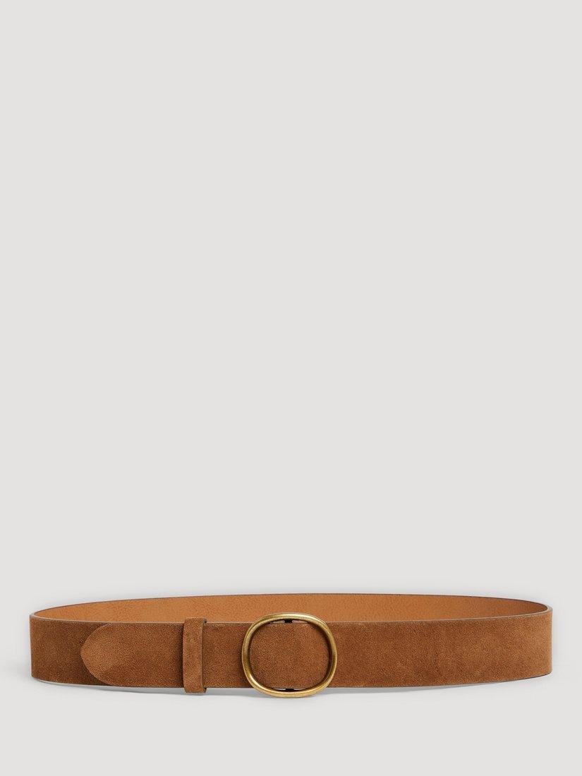 Product image 1 of 2, which shows Gerard Darel Paloma Round Buckle Suede Belt, Tobacco, 8
