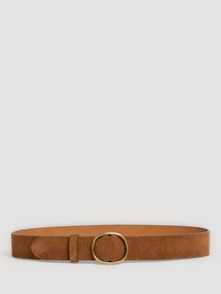 Gerard Darel Paloma Round Buckle Suede Belt, Tobacco