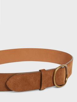 Gerard Darel Paloma Round Buckle Suede Belt - view 2, Tobacco