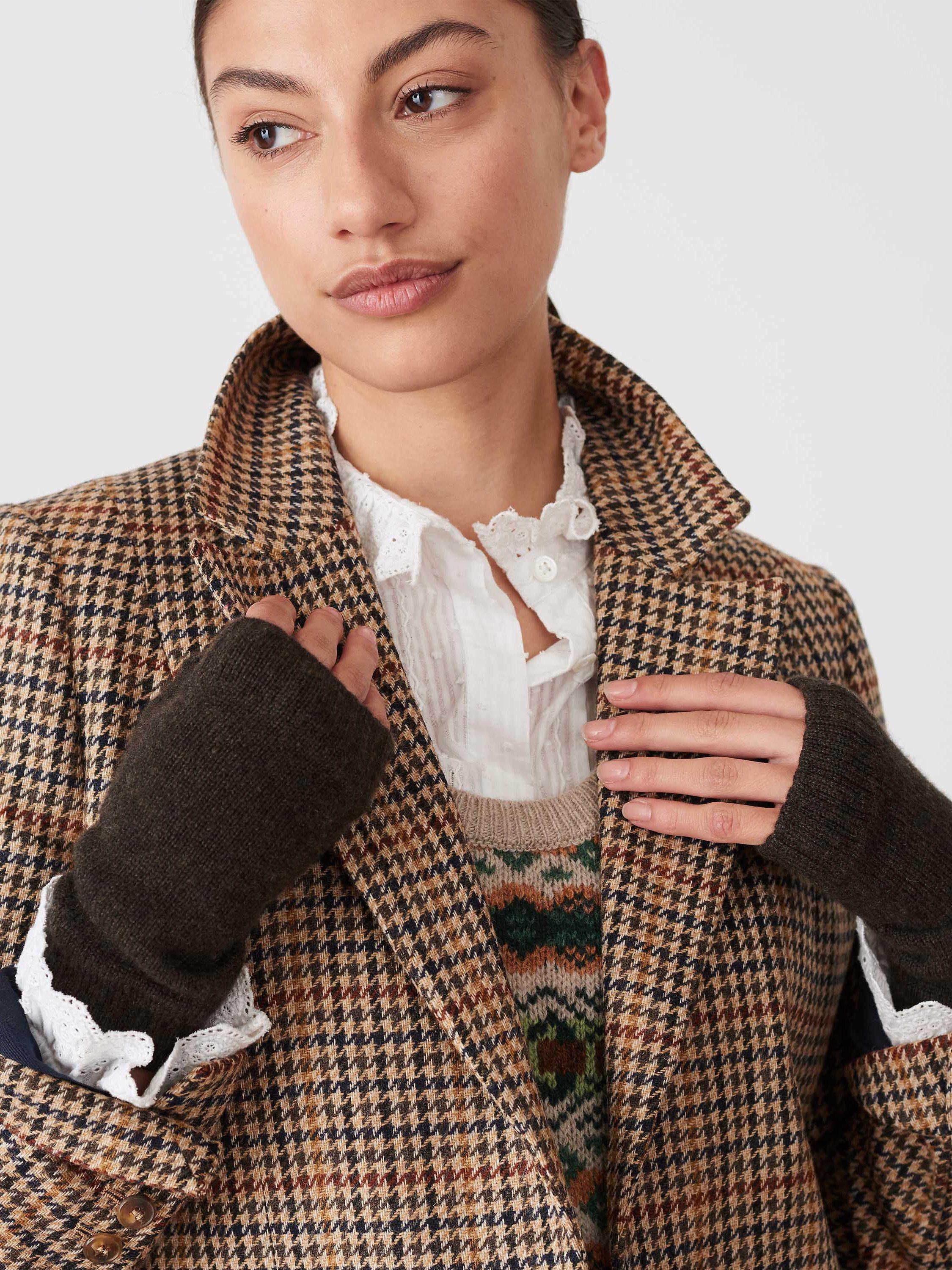 Brora Cashmere Wristwarmers, Peat, One Size
