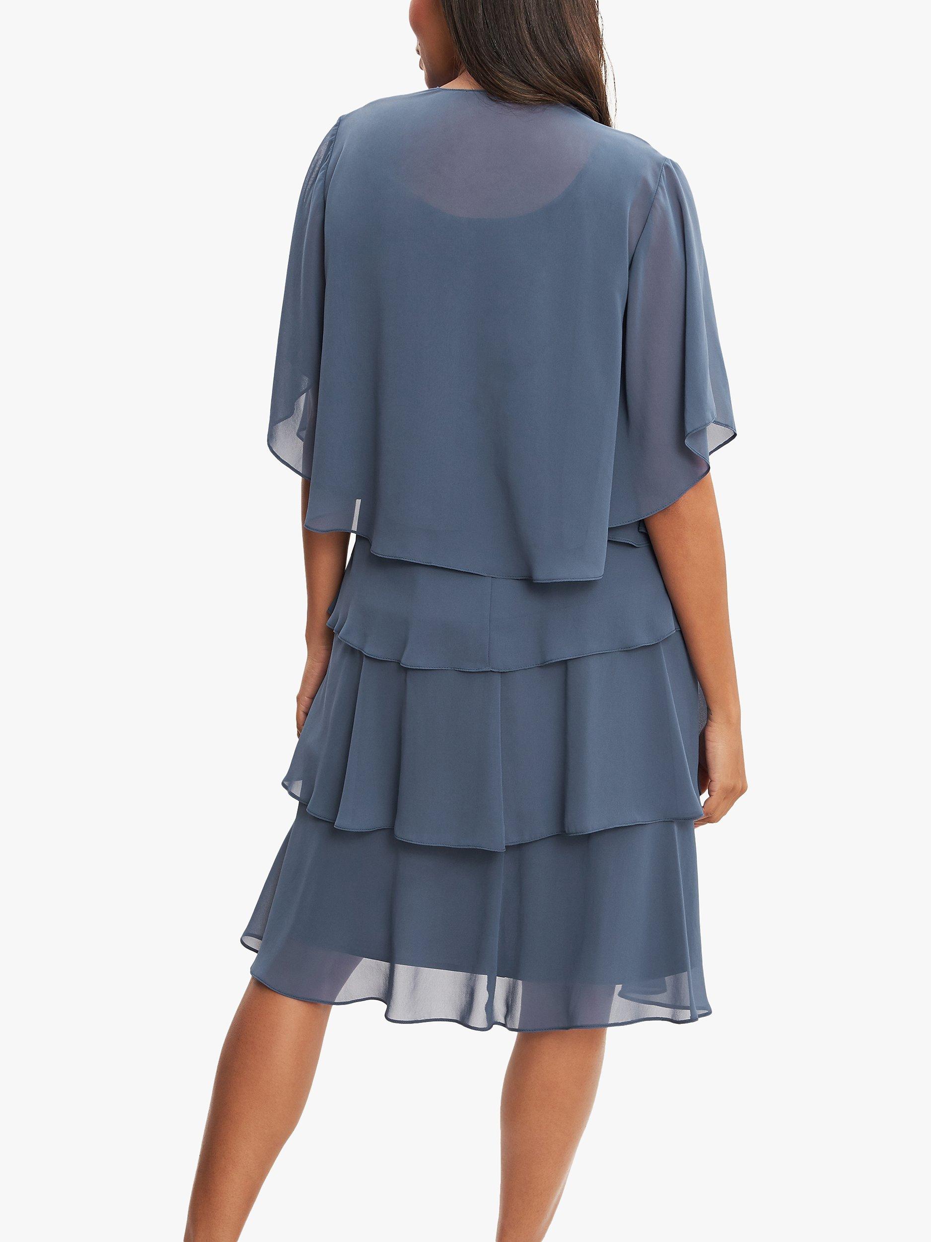 Product image 2 of 6, which shows Gina Bacconi Toni Layered Scoop Neck Dress and Jacket, Wedgewood, 12