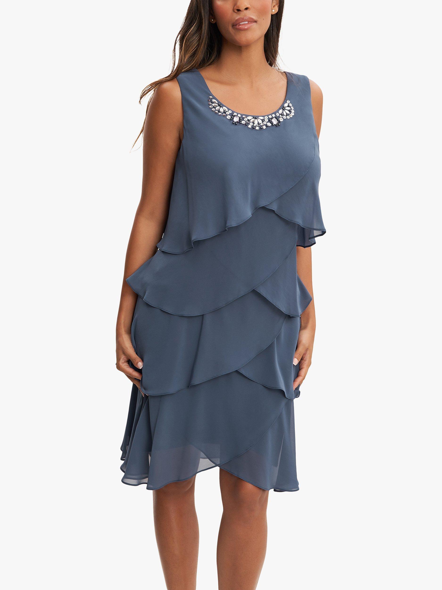 Product image 6 of 6, which shows Gina Bacconi Toni Layered Scoop Neck Dress and Jacket, Wedgewood, 12