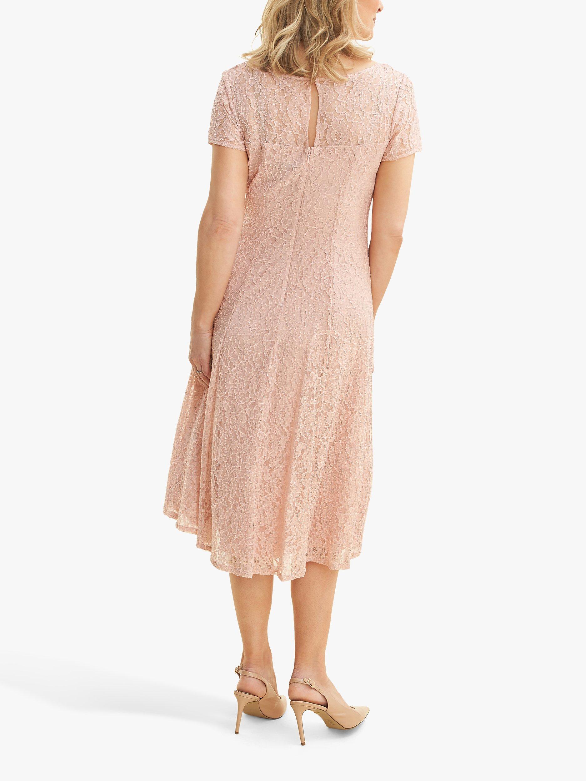 Product image 2 of 5, which shows Gina Bacconi Maribel Lace Midi Dress, Rose Pink, 10