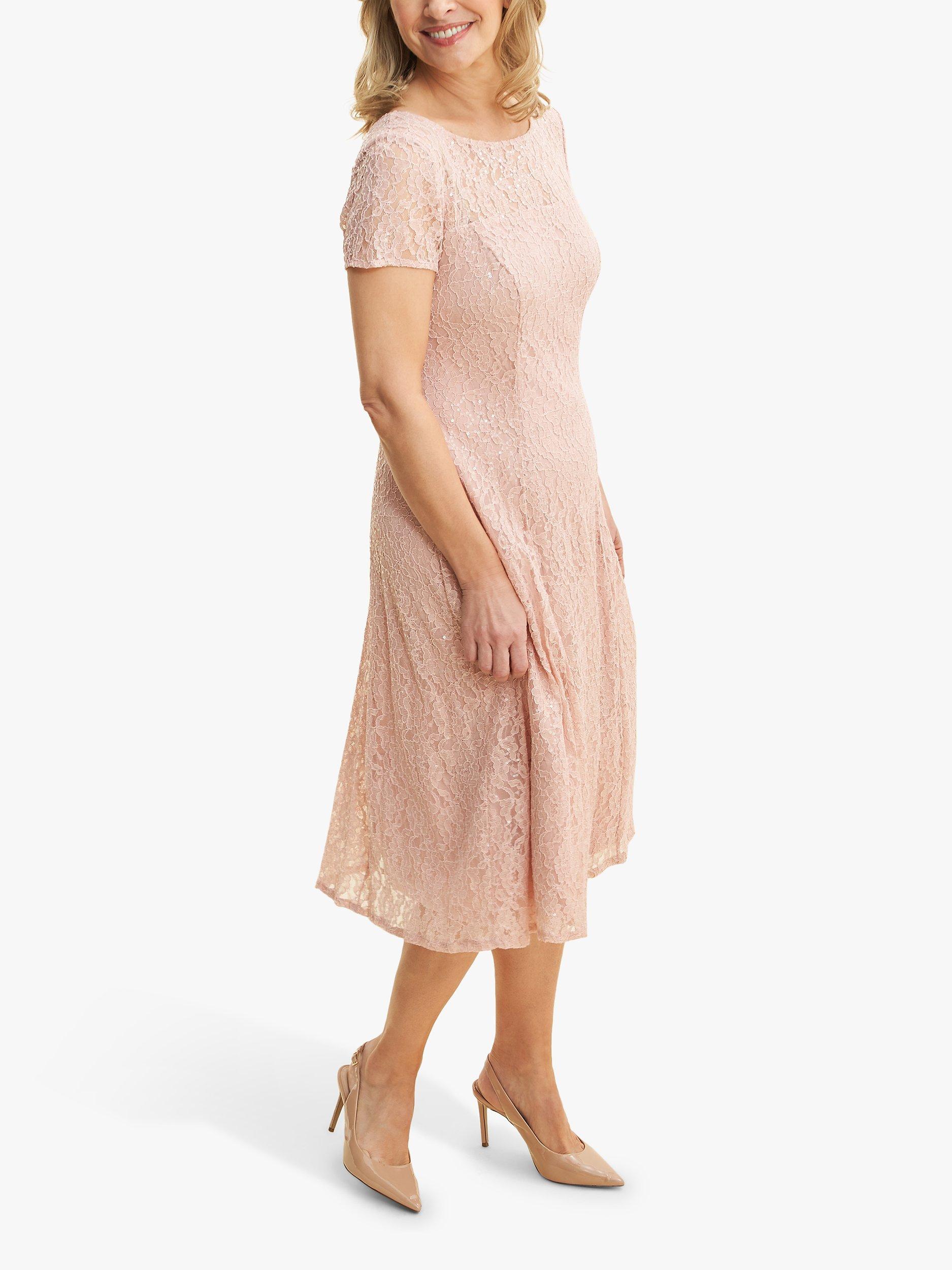 Product image 3 of 5, which shows Gina Bacconi Maribel Lace Midi Dress, Rose Pink, 10