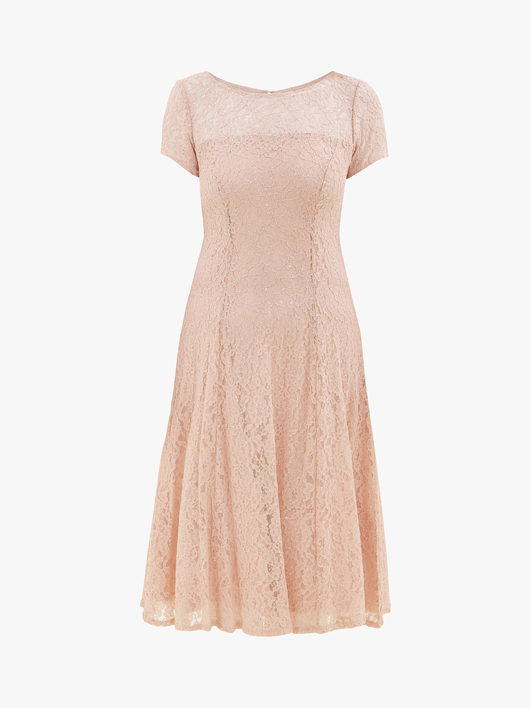 Product image 4 of 5, which shows Gina Bacconi Maribel Lace Midi Dress, Rose Pink, 10
