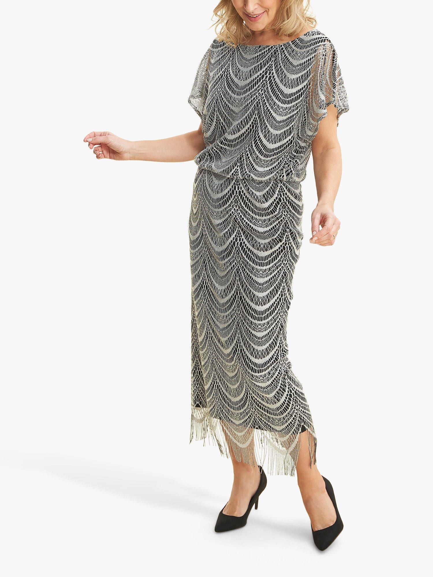 Gina Bacconi Arleen Blouson Metallic Maxi Dress Silver