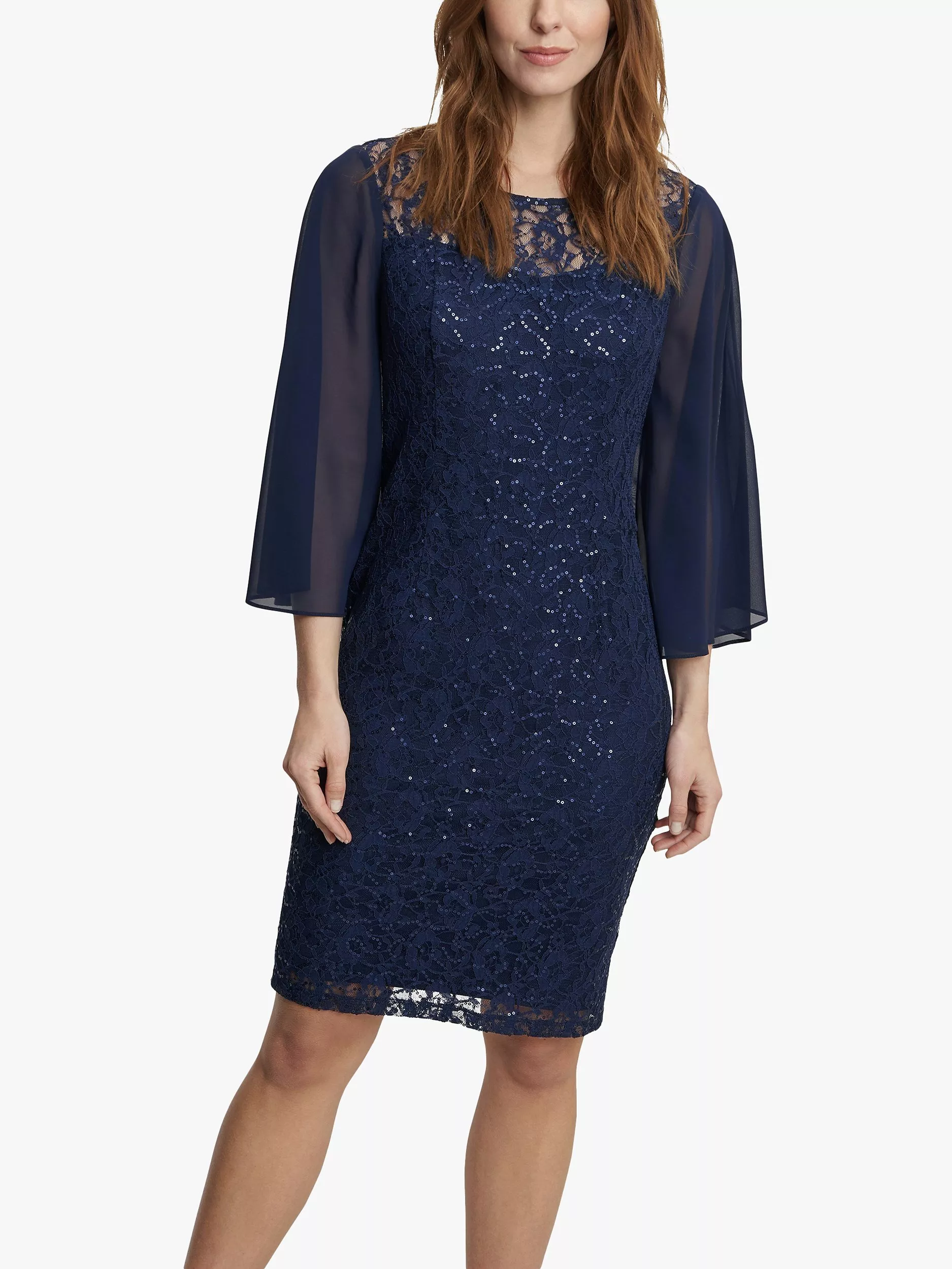 Gina Bacconi Rosetta Lace Shift Dress Navy