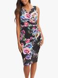 Gina Bacconi Nydia Floral Print Sheath Dress, Black/Multi