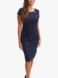 Gina Bacconi Gilly Lace Panel Shift Dress, Navy