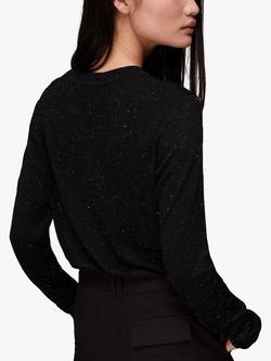 Whistles Annie Sparkle Crew Neck Jumper, Black - view 2, Black