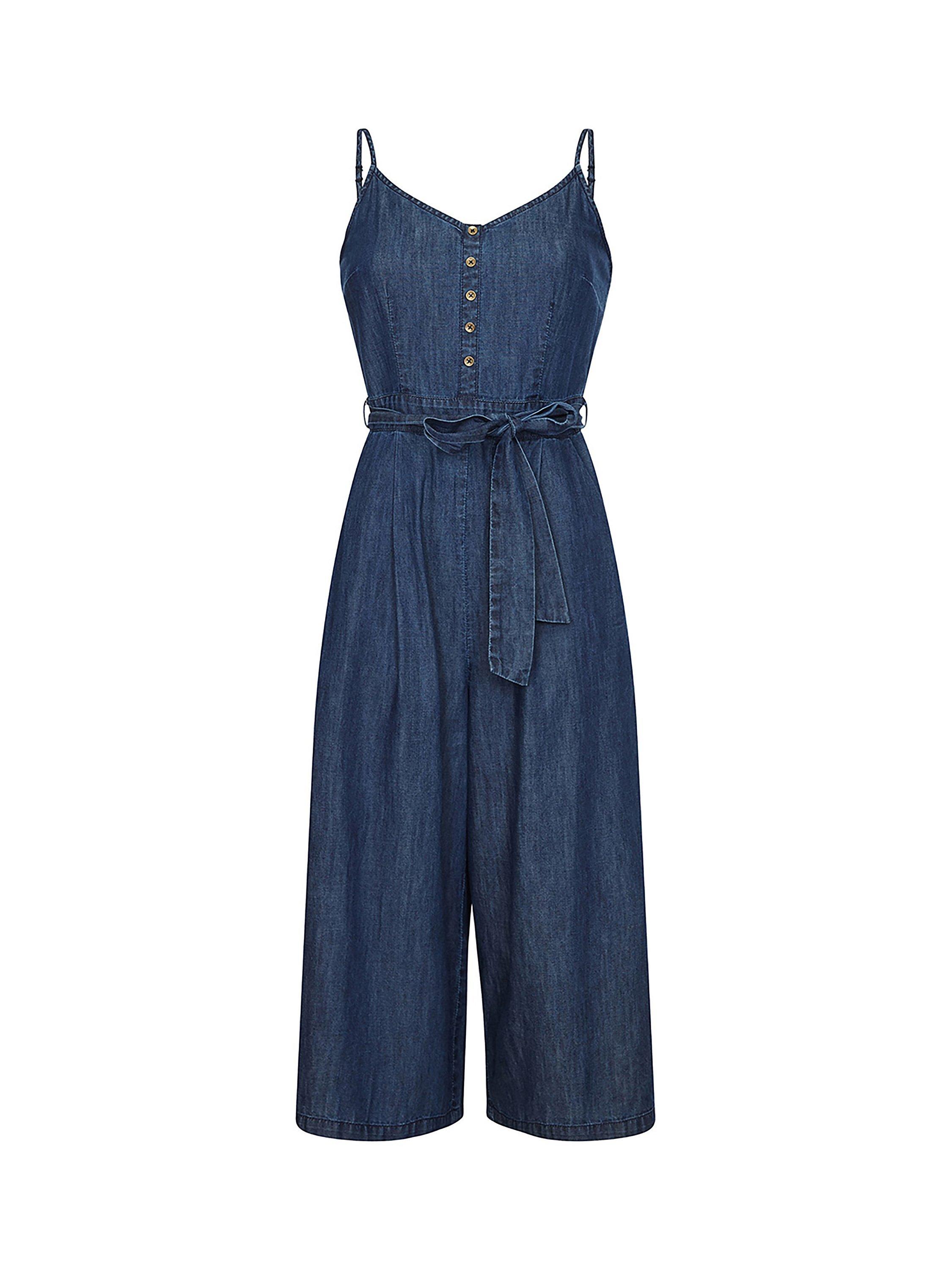 Product image 4 of 4, which shows Yumi Light Denim Culotte Jumpsuit, Blue, 8