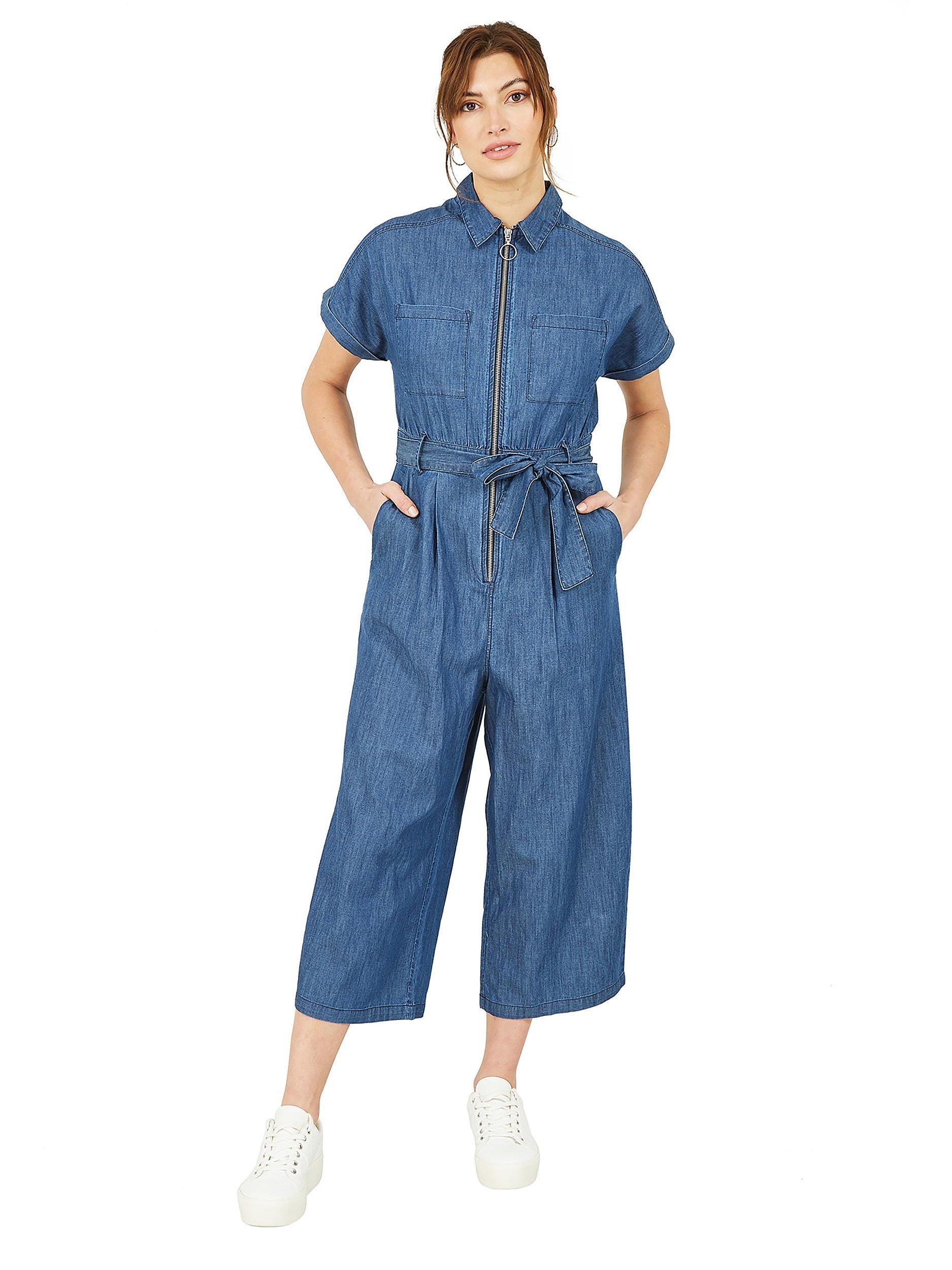 Product image 1 of 5, which shows Yumi Chambray Utility Boiler Suit, Blue, 8