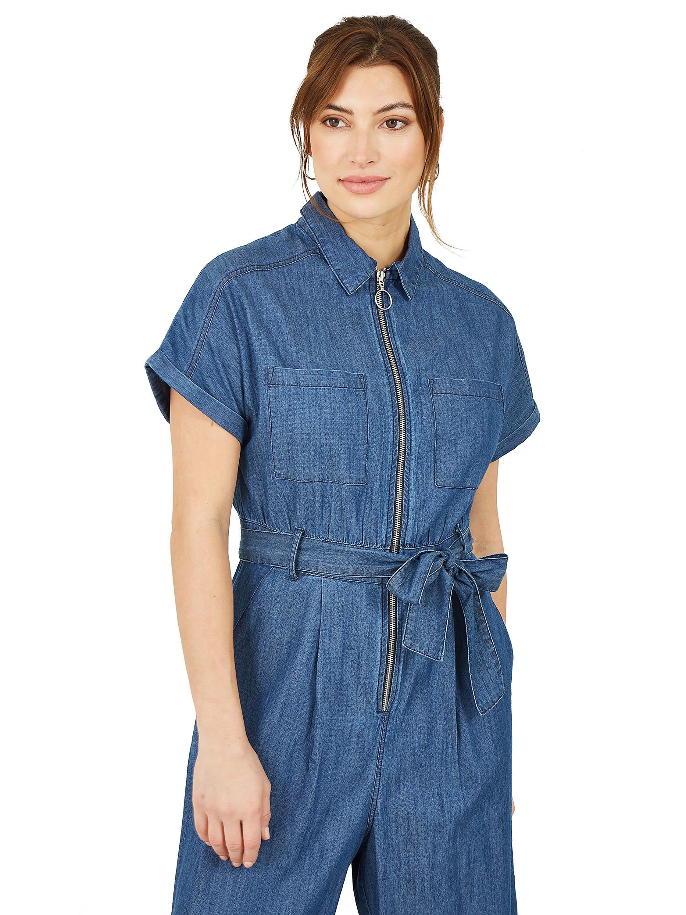 Product image 2 of 5, which shows Yumi Chambray Utility Boiler Suit, Blue, 8
