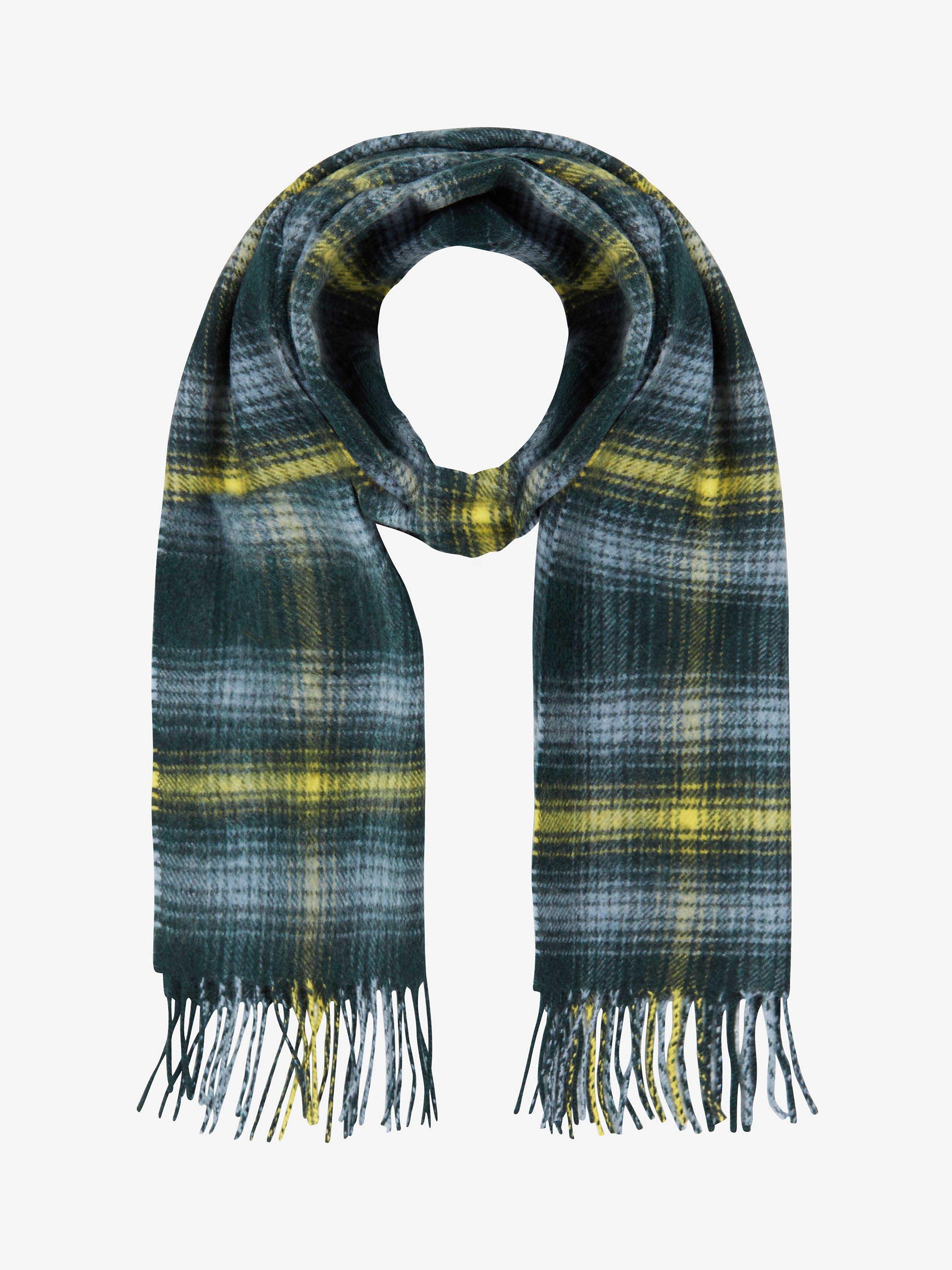 Brora Cashmere Plaid Scarf, Pine, One Size