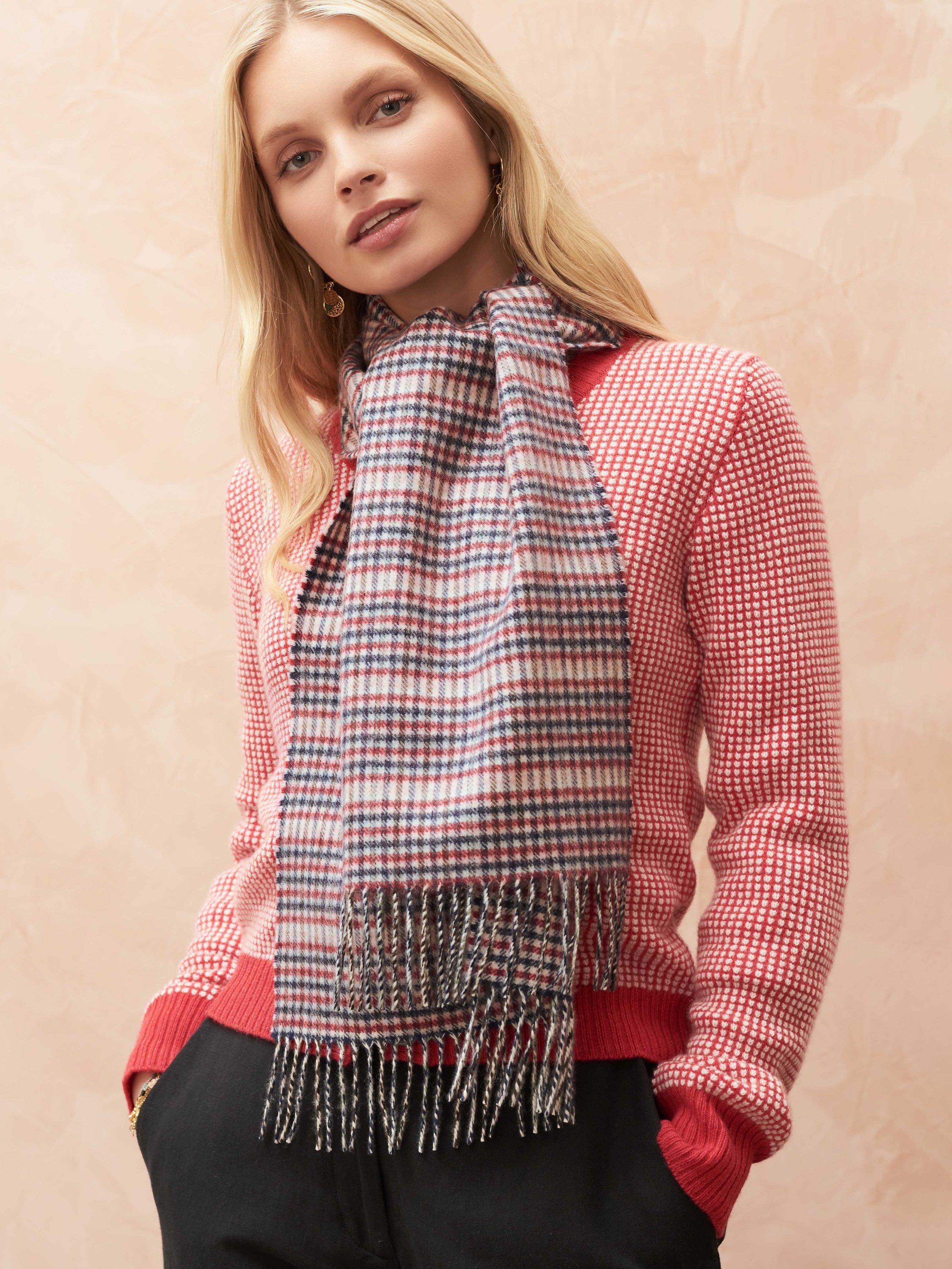 Brora Cashmere Plaid Scarf, Hawthorn, One Size