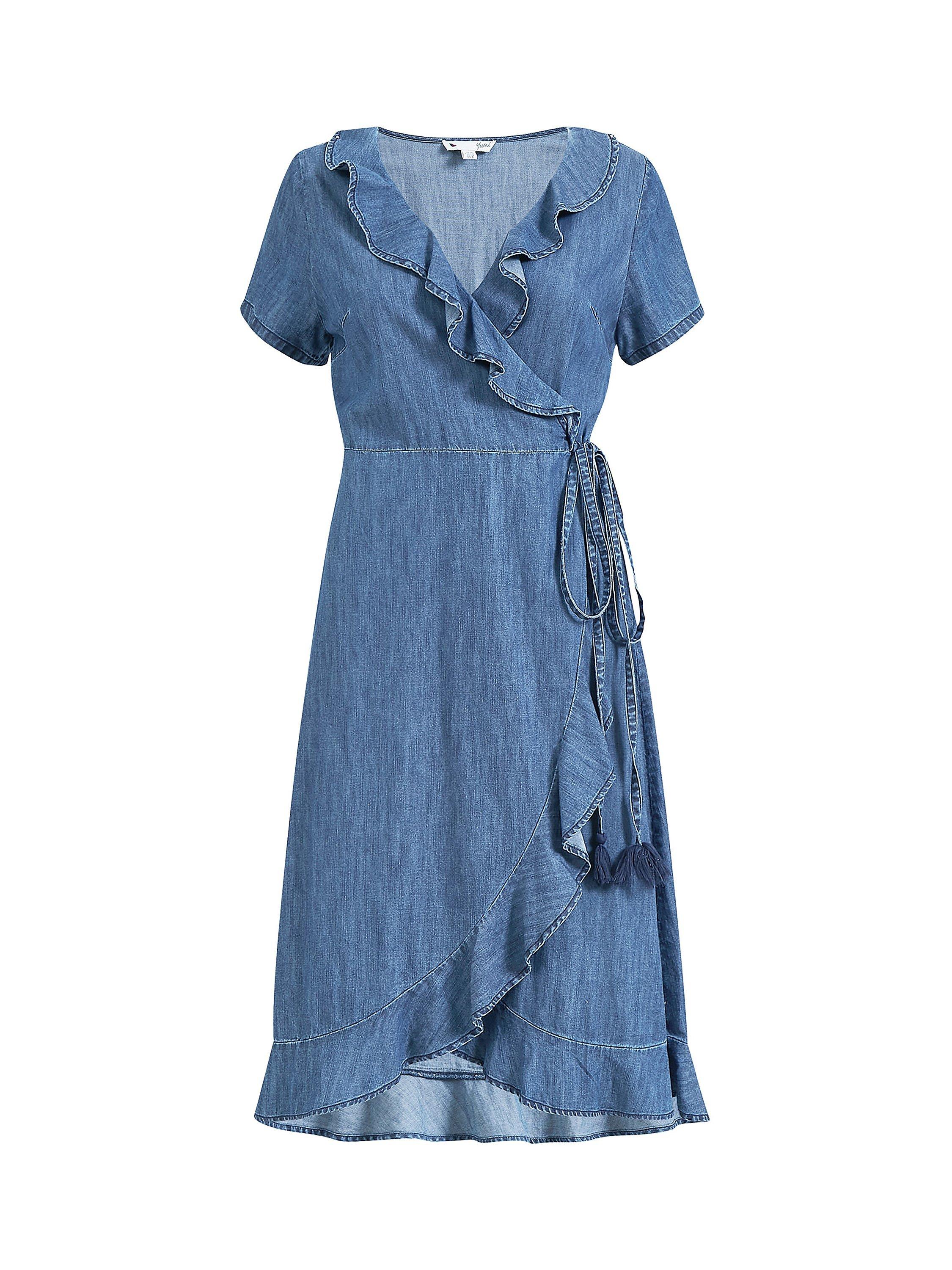 Product image 4 of 4, which shows Yumi Wrap Denim Dress, Blue, 8
