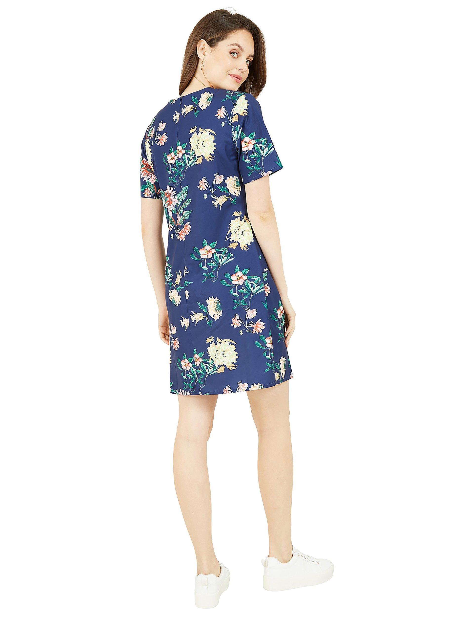 Product image 3 of 4, which shows Yumi Oriental Blossom Print Knee Length Tunic, Navy/Multi, 8