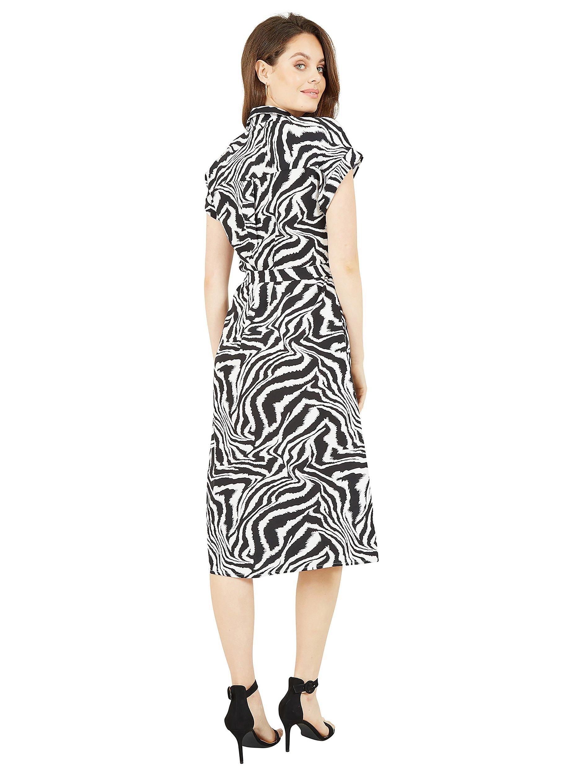 Yumi Zebra Print Shirt Dress, Black/Multi, 8