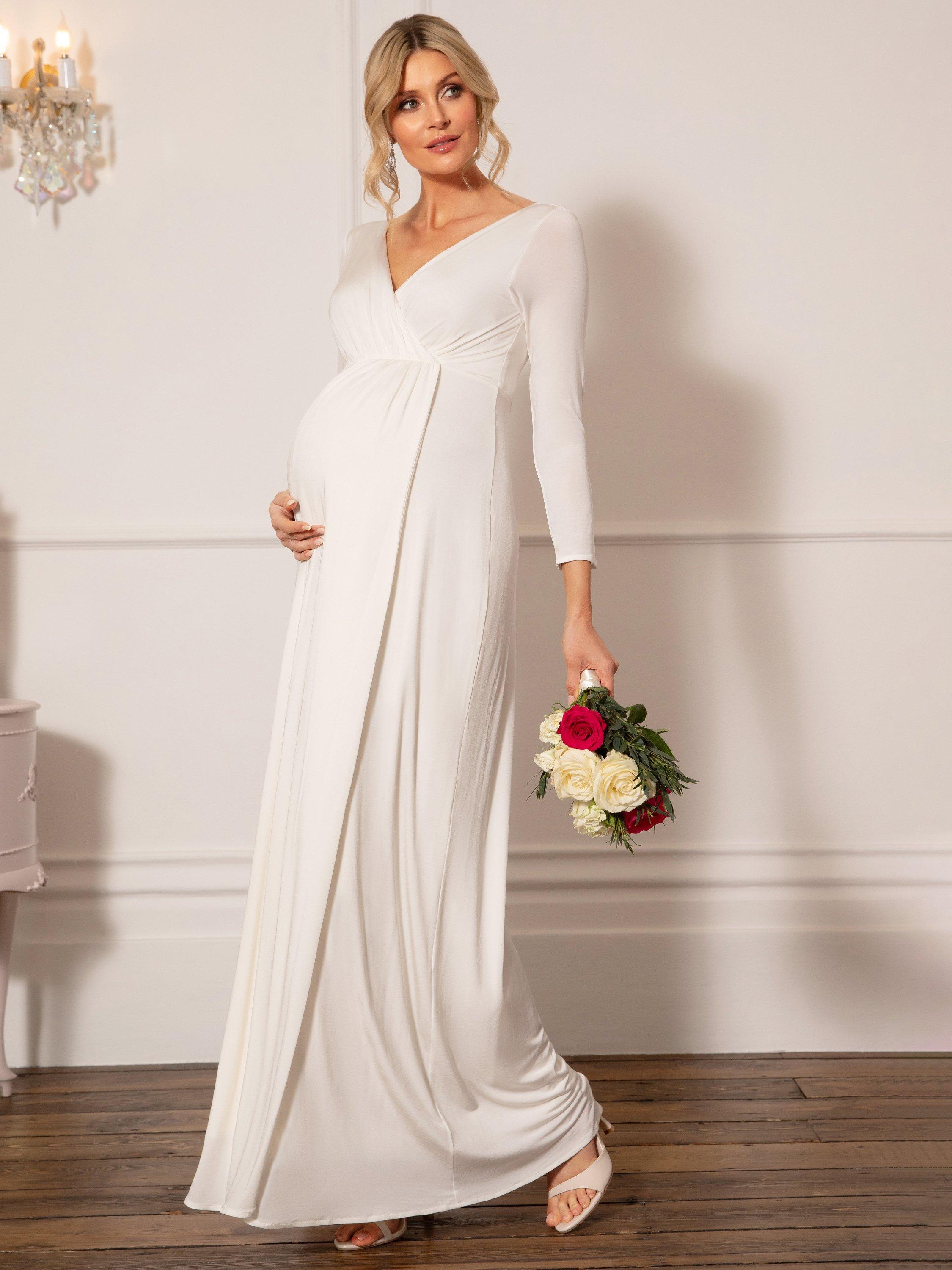 Product image 2 of 7, which shows Tiffany Rose Isabella Hidden Split Maternity Wedding Dress, Ivory, 6-8
