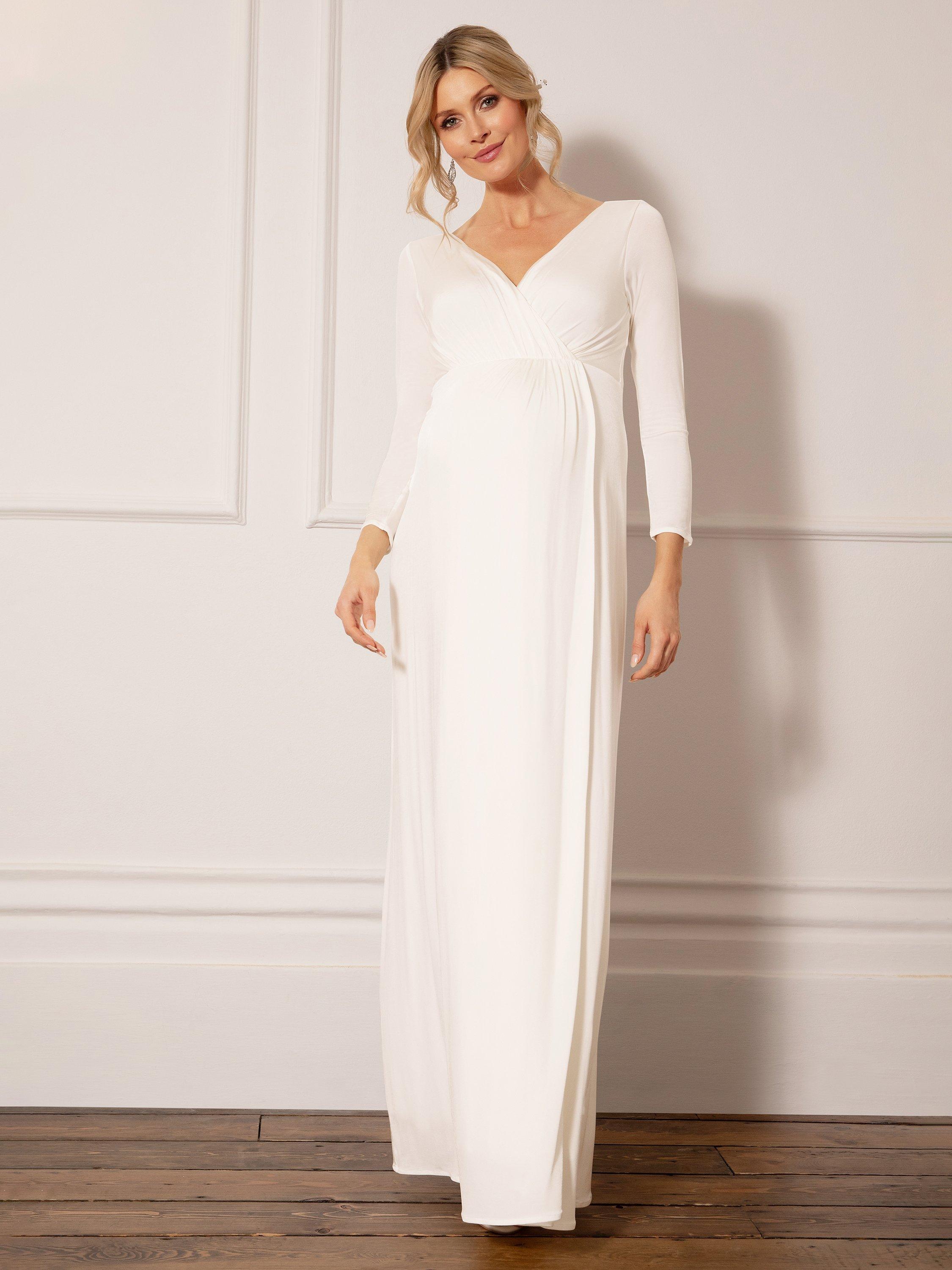 Product image 3 of 7, which shows Tiffany Rose Isabella Hidden Split Maternity Wedding Dress, Ivory, 6-8