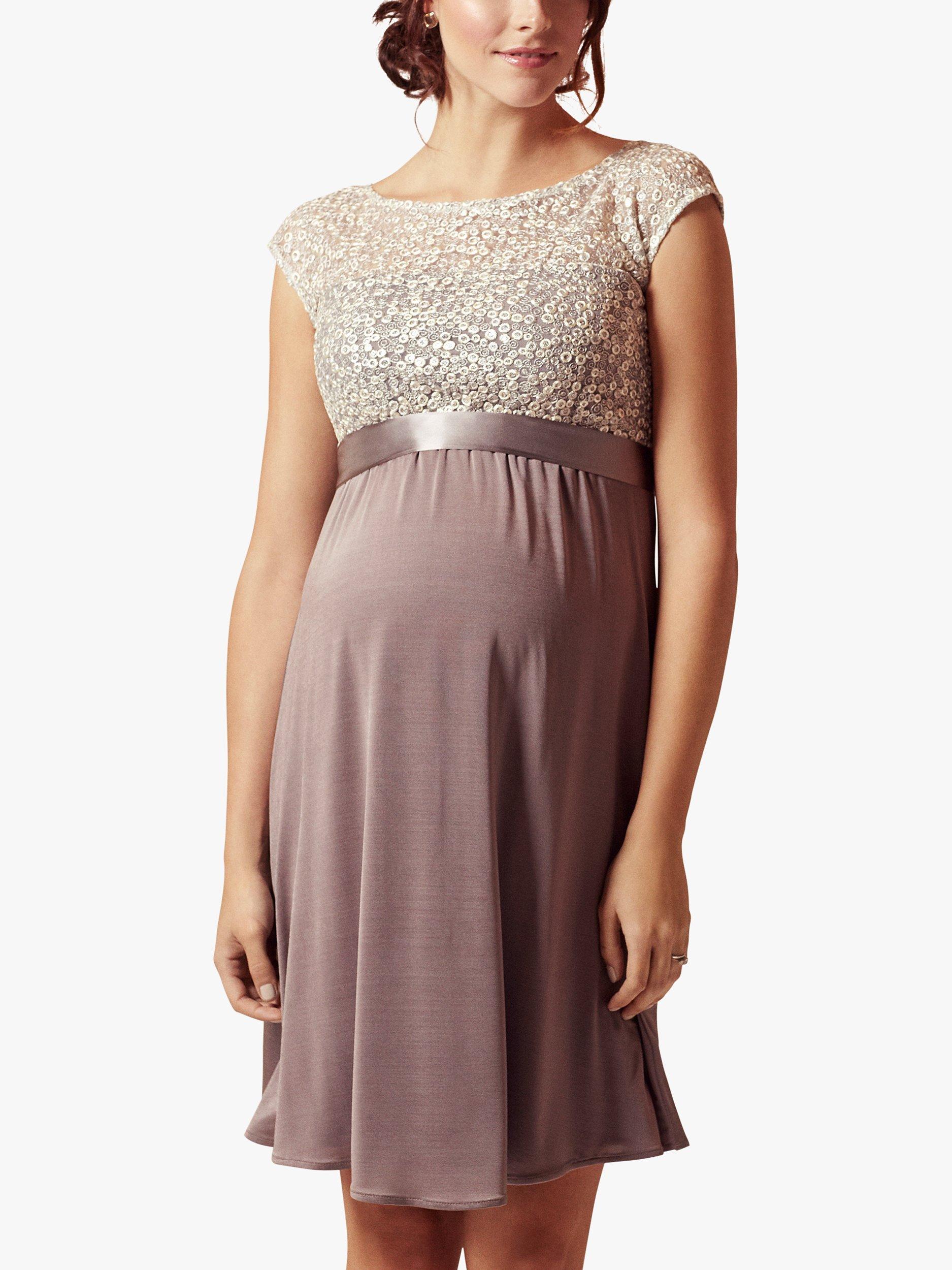 Tiffany Rose Mia Embroidered Bodice Maternity Dress Dusky Truffle