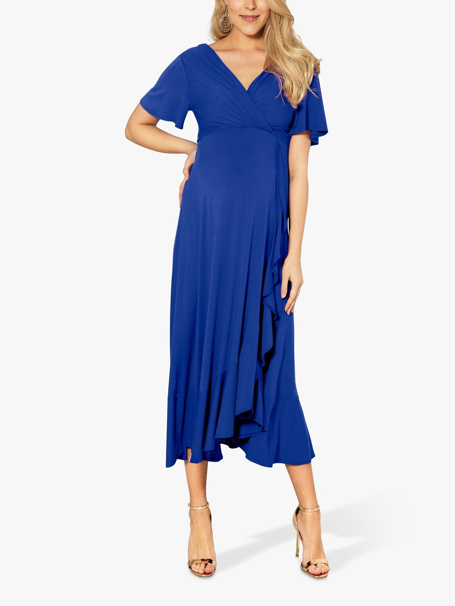 Product image 1 of 7, which shows Tiffany Rose Waterfall Maternity Midi Dress, Cobalt Blue, 6-8