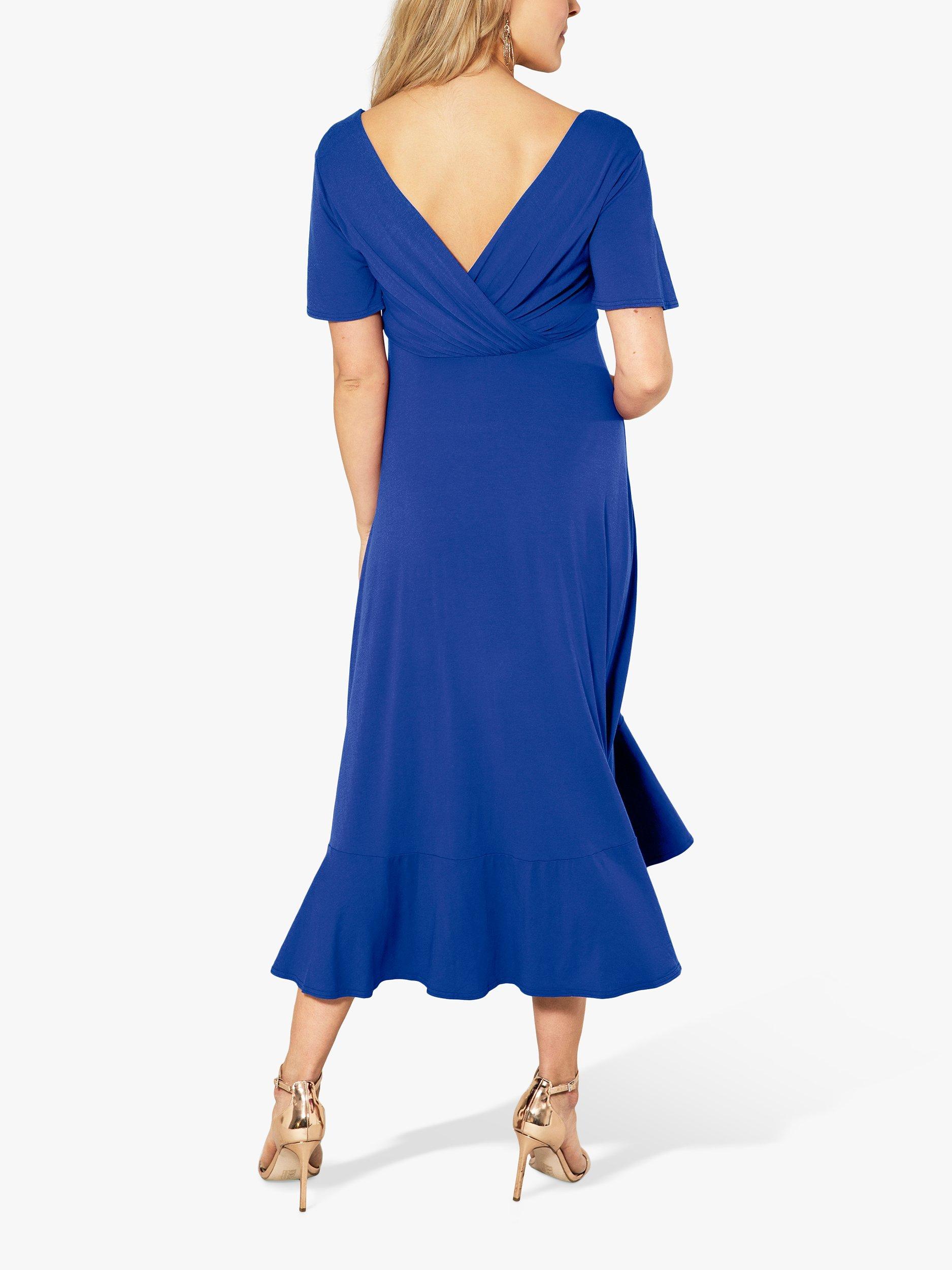 Product image 4 of 7, which shows Tiffany Rose Waterfall Maternity Midi Dress, Cobalt Blue, 6-8