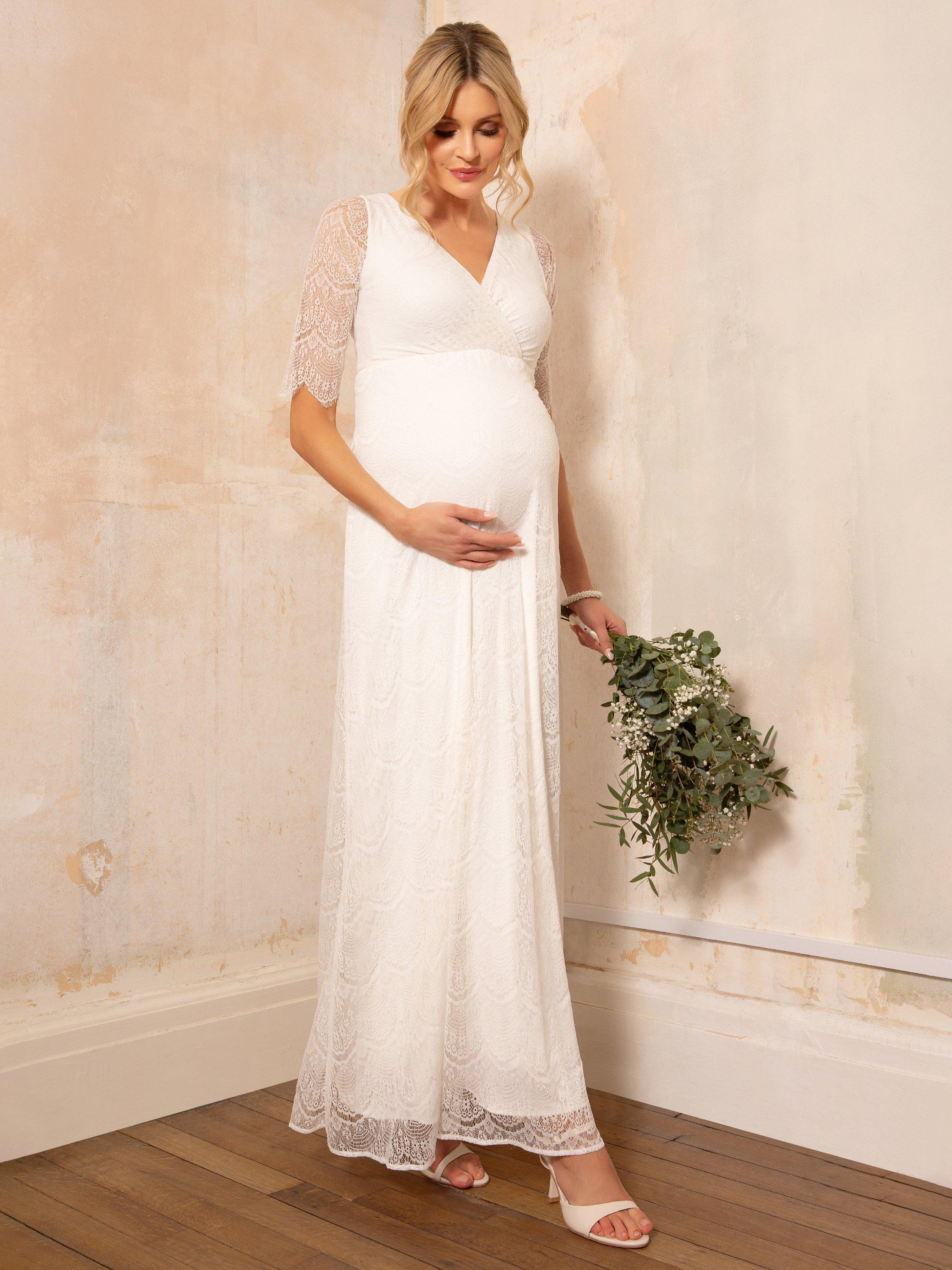 Product image 2 of 8, which shows Tiffany Rose Amily Lace Maternity Wedding Dress, Ivory, 10-12