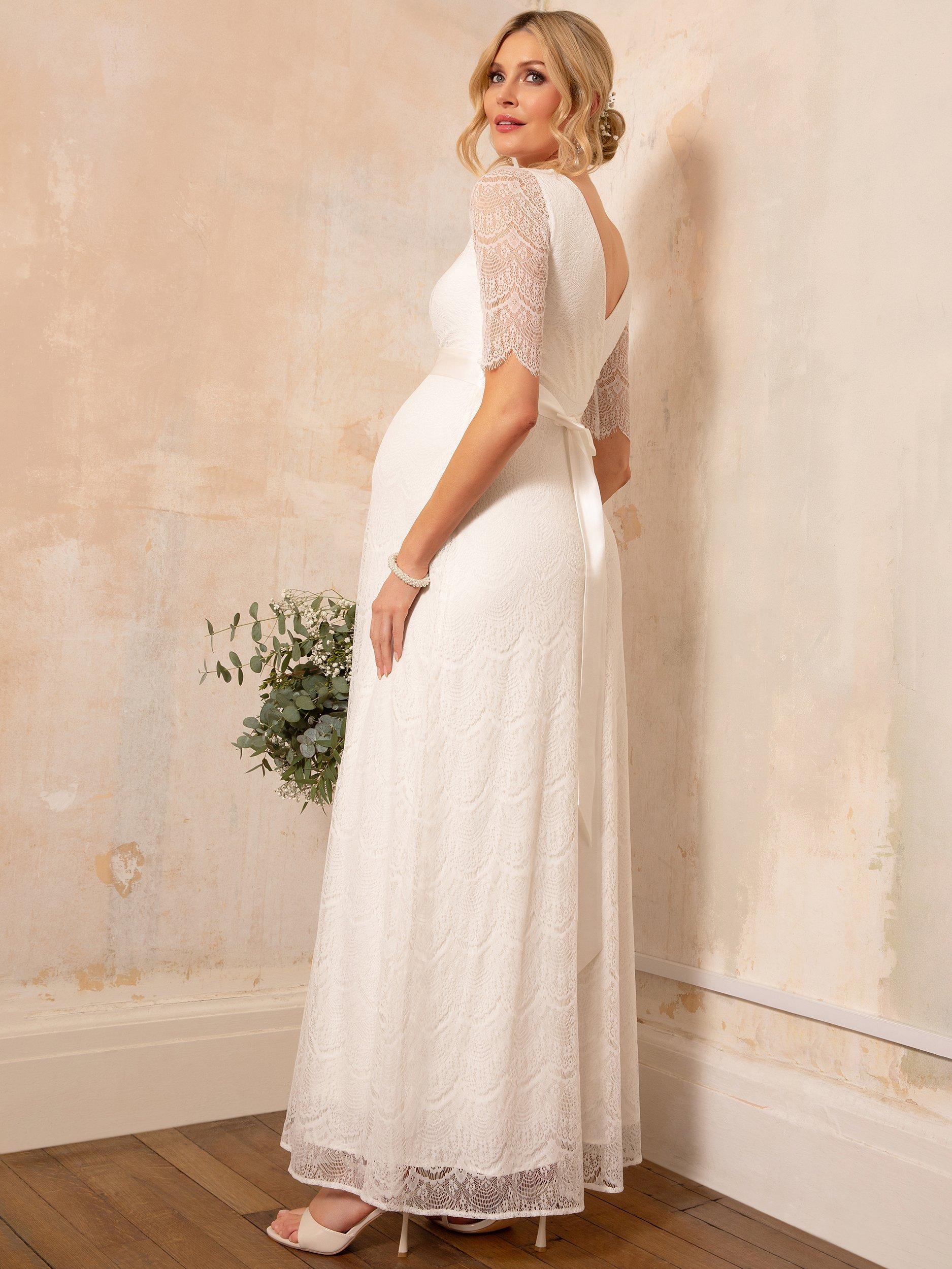 Product image 4 of 8, which shows Tiffany Rose Amily Lace Maternity Wedding Dress, Ivory, 10-12
