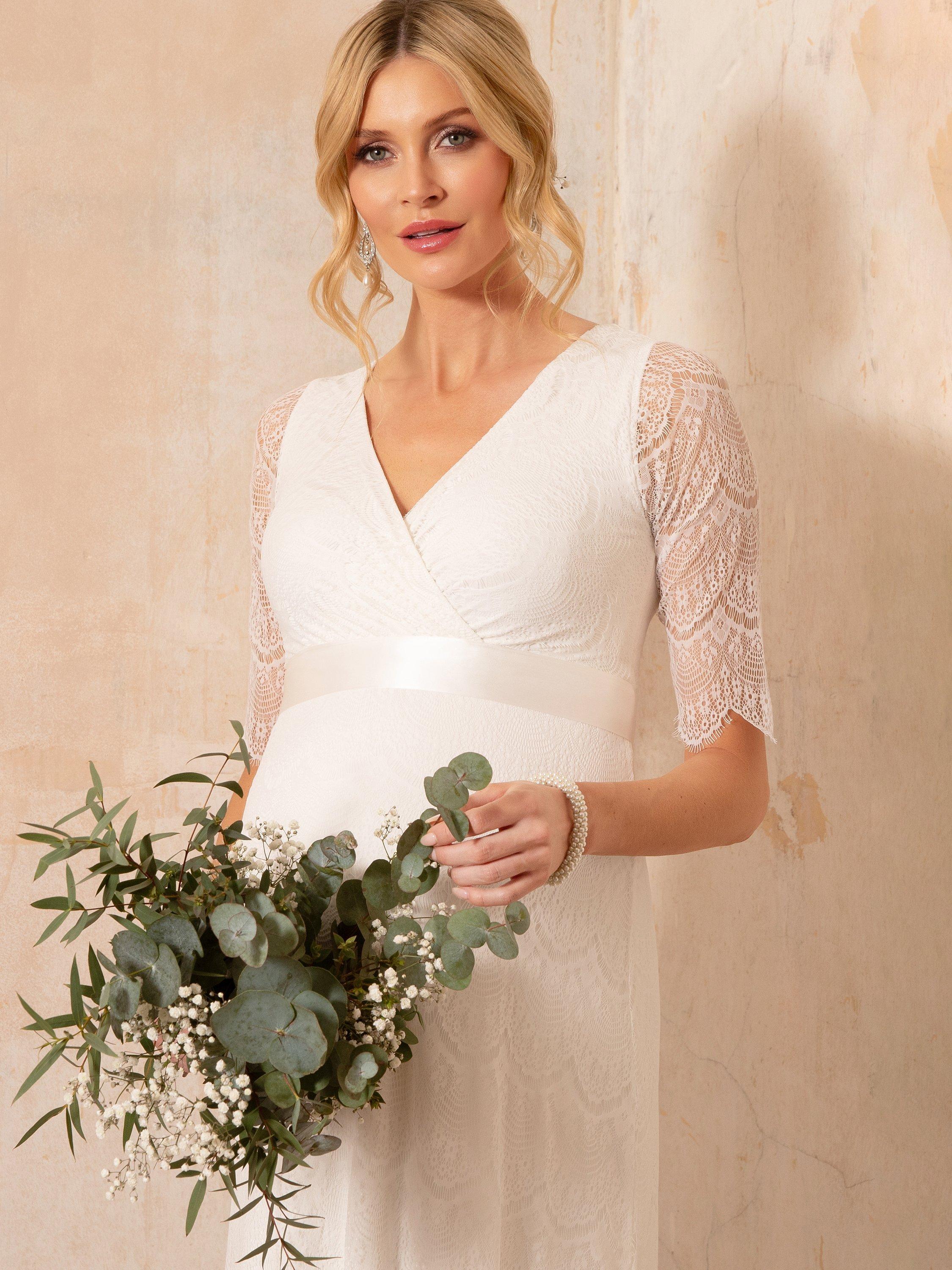 Product image 8 of 8, which shows Tiffany Rose Amily Lace Maternity Wedding Dress, Ivory, 10-12