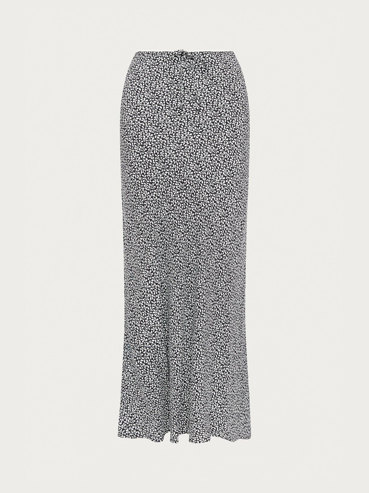 Ghost Nina Leaf Print Maxi Skirt, Black, XXS
