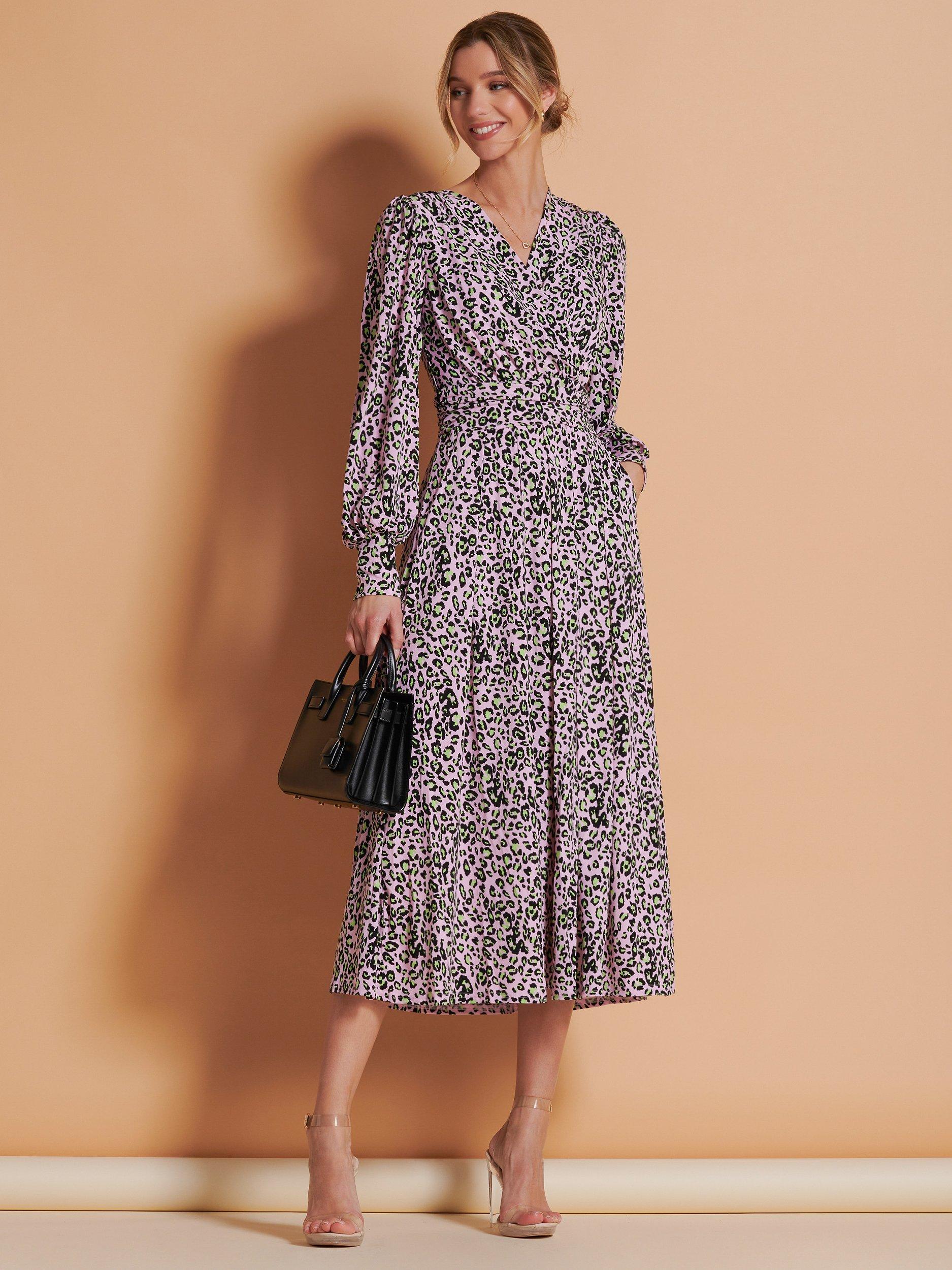 Jolie Moi Allyn Leopard Print Long Sleeve Maxi Dress