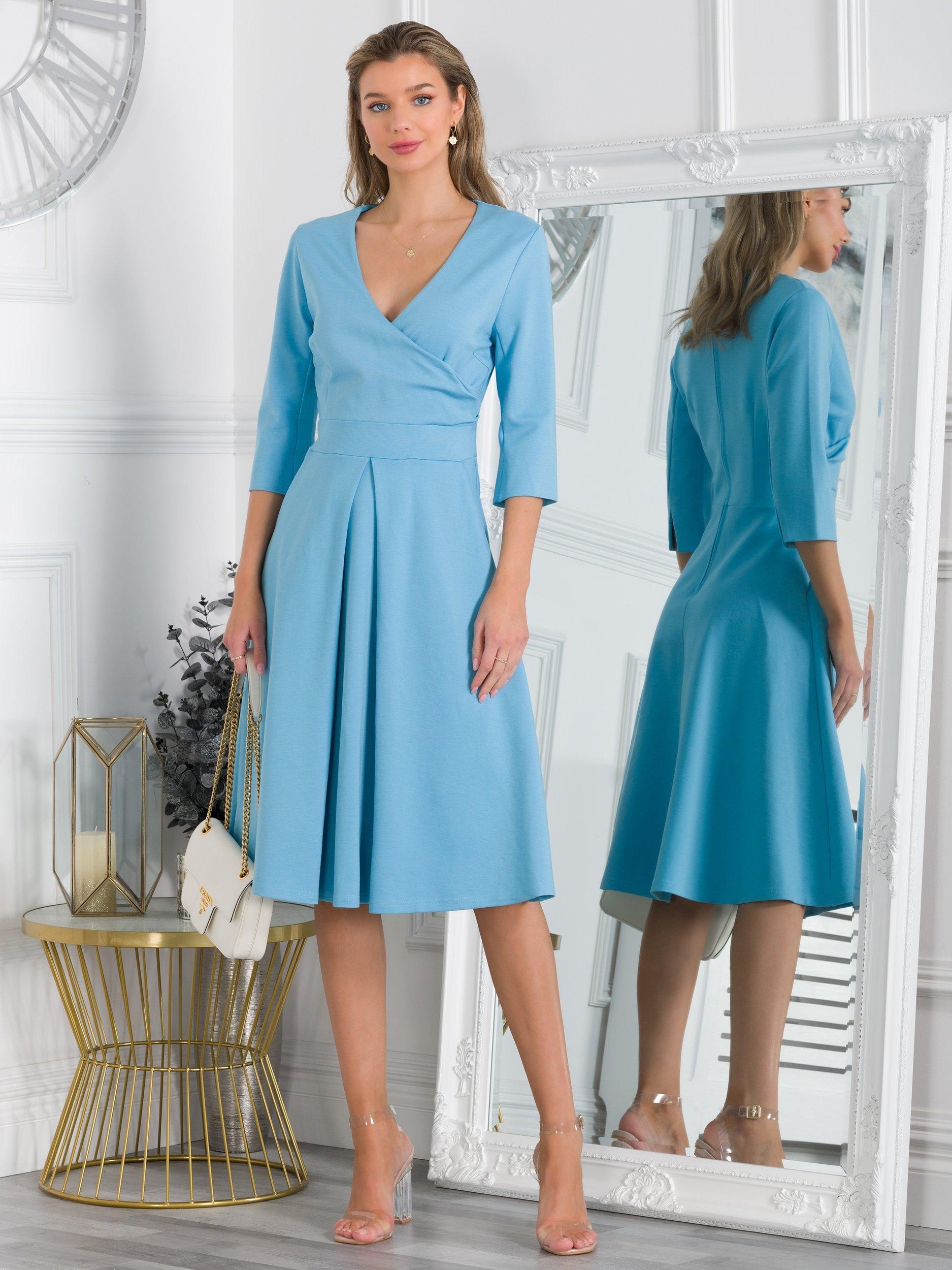 Jolie Moi Paige 3 4 Sleeve Flared Dress