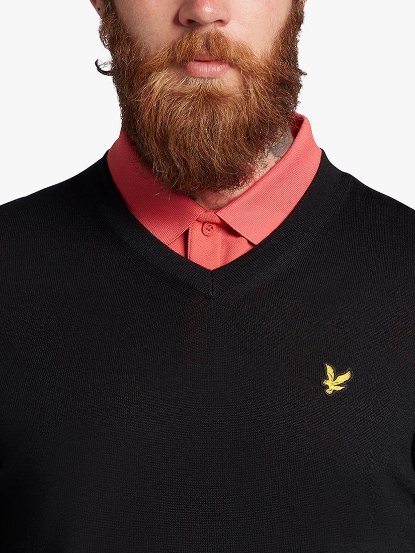 Product image 4 of 5, which shows Lyle & Scott Classic V-Neck Jumper, Z865 Jet Black, XS