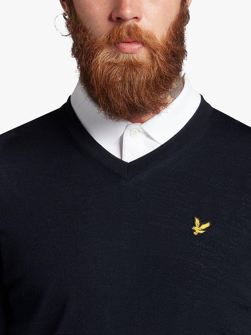 Product image 4 of 5, which shows Lyle & Scott Classic V-Neck Jumper, Z271 Dark Navy, XS