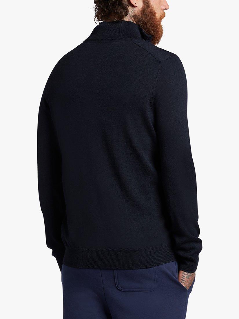 Product image 3 of 5, which shows Lyle & Scott Golf Merino Blend Quarter Zip Jumper, Z271 Dark Navy, S