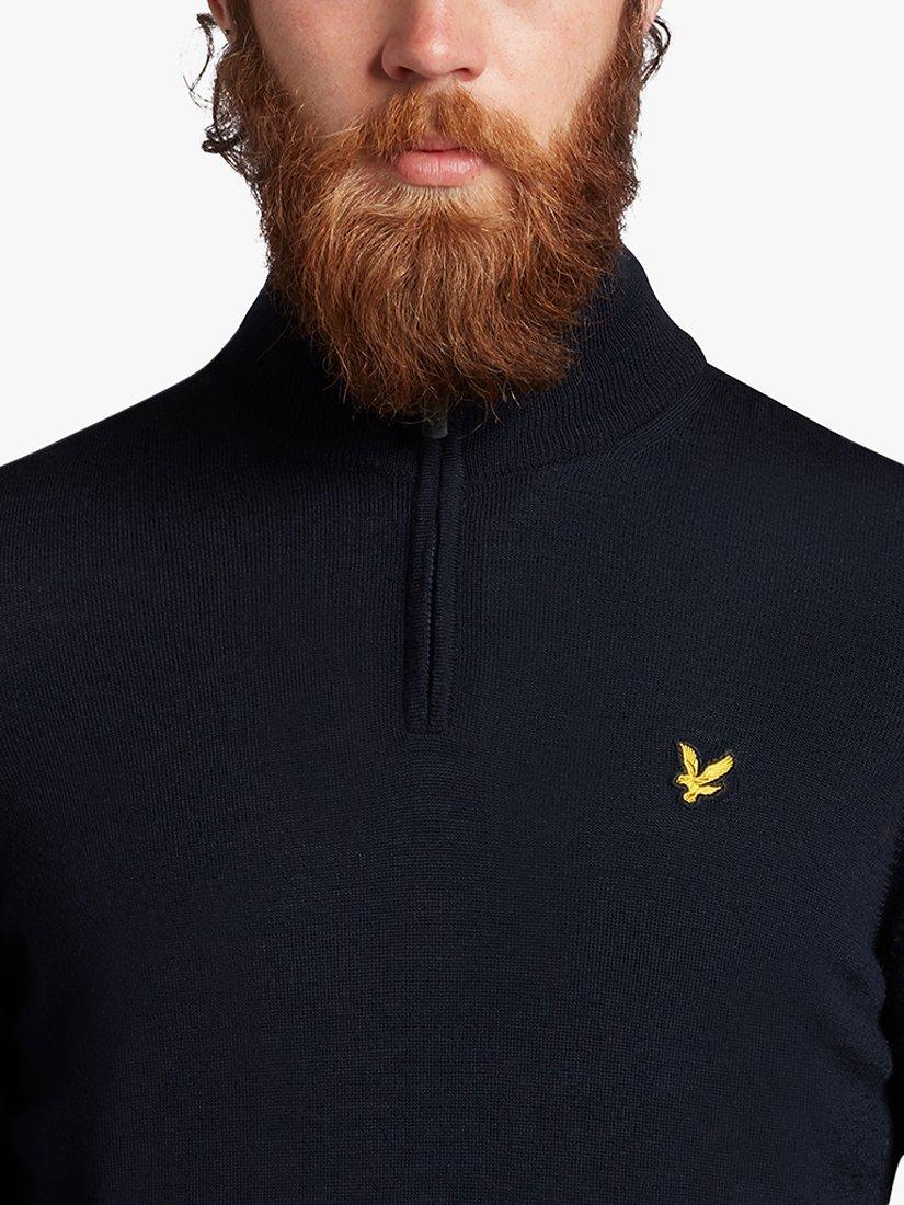 Product image 4 of 5, which shows Lyle & Scott Golf Merino Blend Quarter Zip Jumper, Z271 Dark Navy, S