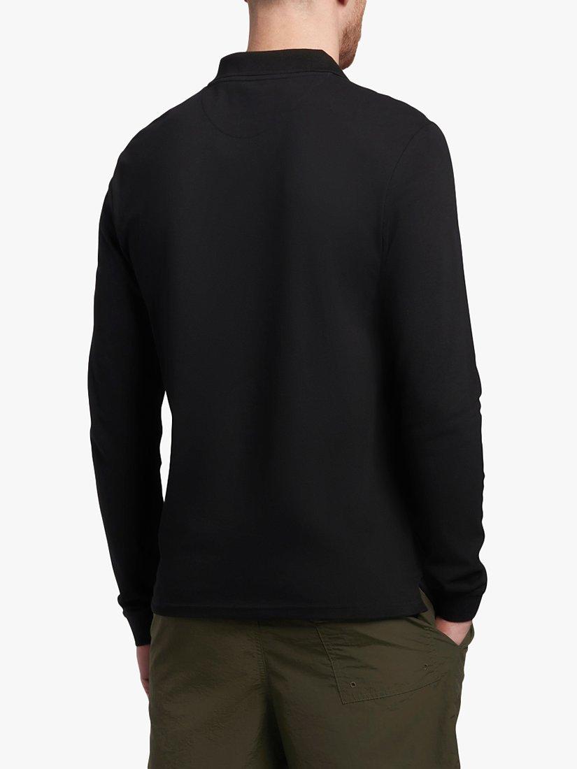Product image 2 of 5, which shows Lyle & Scott Long Sleeve Polo Shirt, Z865 Jet Black, XS
