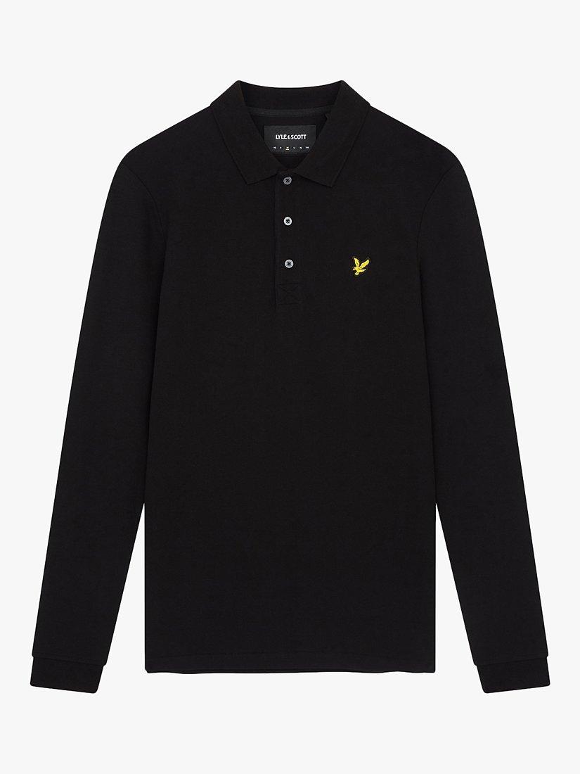 Product image 3 of 5, which shows Lyle & Scott Long Sleeve Polo Shirt, Z865 Jet Black, XS