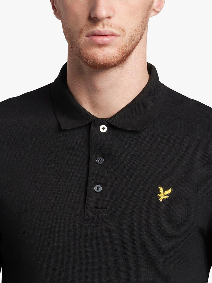 Product image 5 of 5, which shows Lyle & Scott Long Sleeve Polo Shirt, Z865 Jet Black, XS